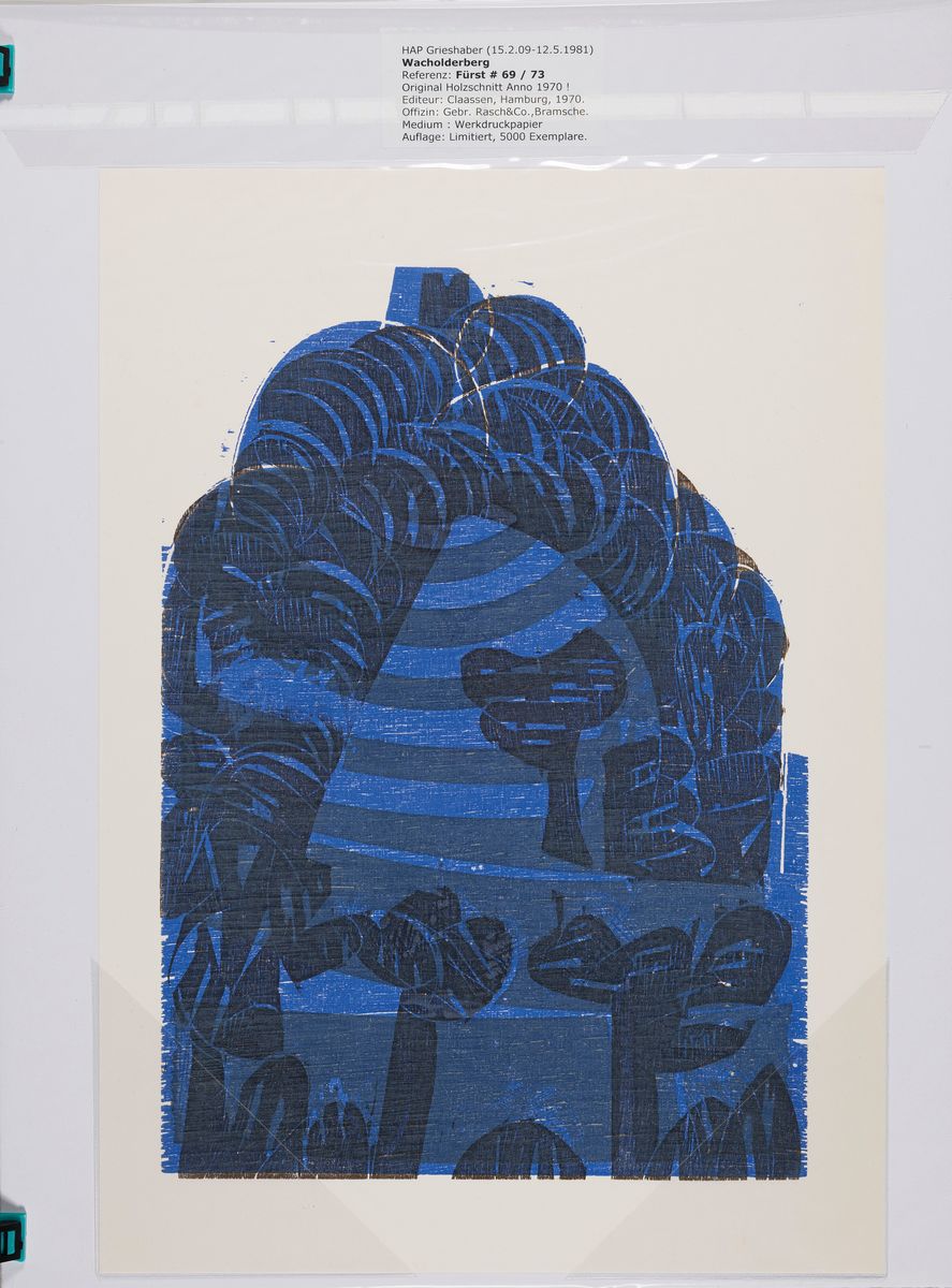 Detail o: HAP Grieshaber, 1909 - 1981, 14 Holzschnitte unsigniert, Editeur Claasen Hamburg, Auflage 5000, u.a.: Täler I/II, Felder I/II/III/IV, Kirchenruine, ...