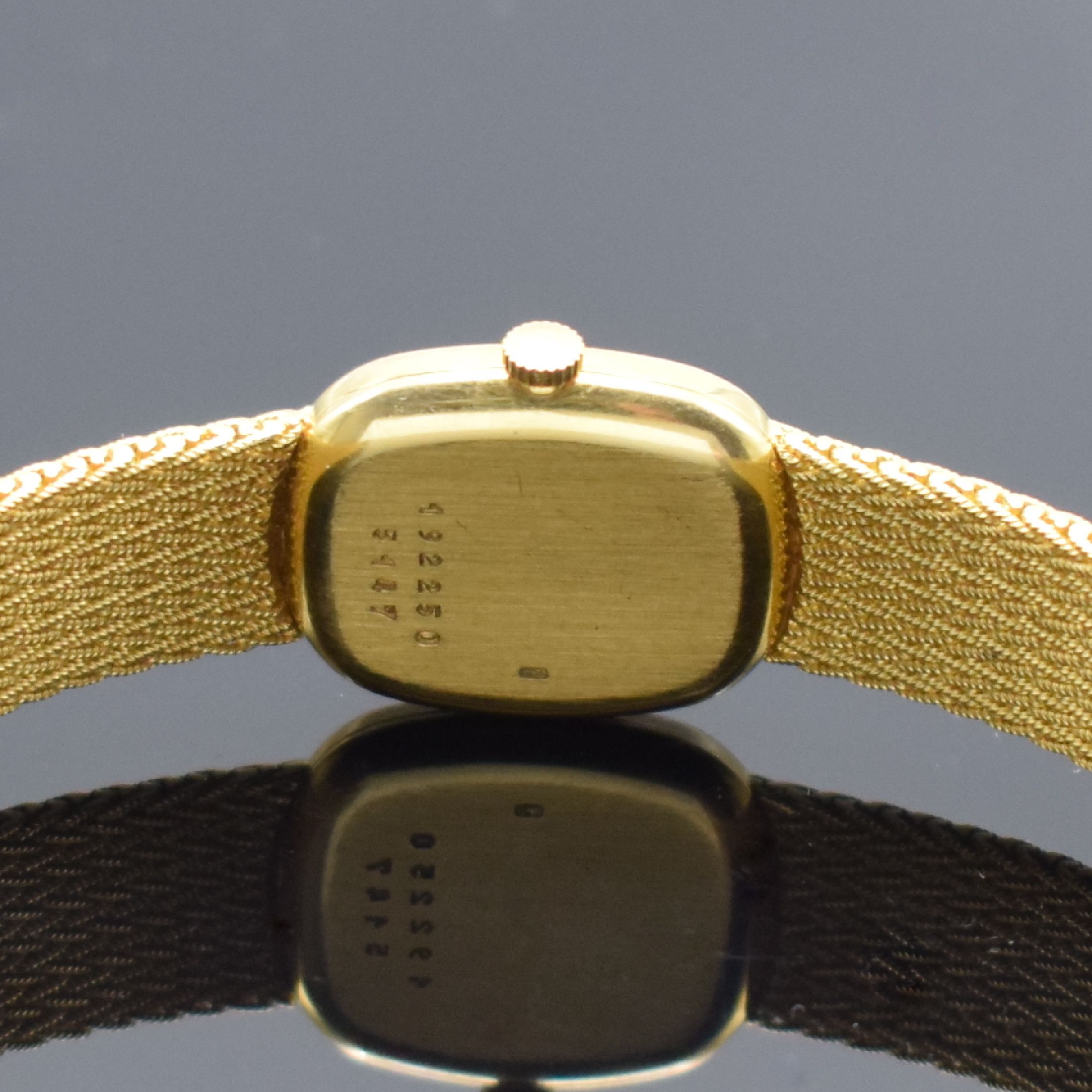 Detail e: CHOPARD Damenarmbanduhr in GG 750/000 Referenz 5147, Schweiz um 1990, quarz, GG 750/000 Band, Boden aufgedr., goldfarb. Zifferbl. m. gold. Std.-Ind. ...