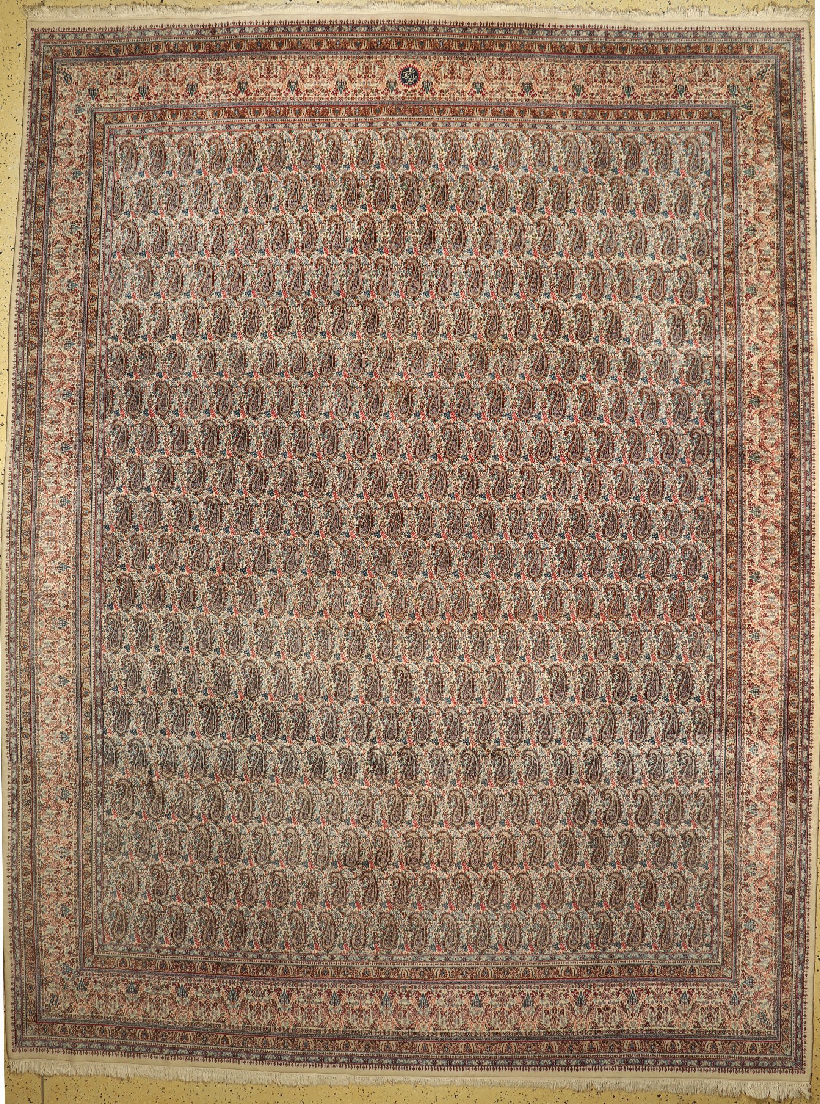 Birdjand fein alt, signiert, Persien, um 1960, Korkwolle auf Baumwolle, ca. 380 x 305 cm, EHZ: 1-2