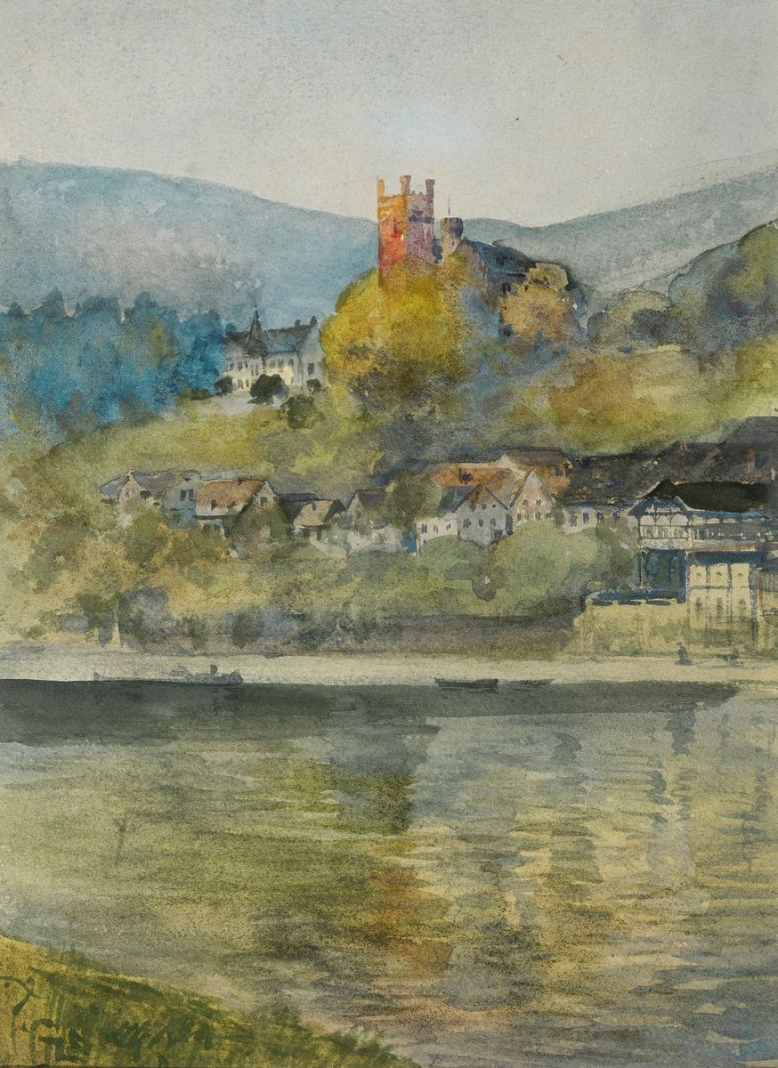 Detail a: Franz Huth, 1876 Pößneck - 1970 Weimar, drei Aquarelle, zwei Flußlandschaft und eine Klosteransicht mit gefärbten Laub, einmal signiert, ca. 16 x ...