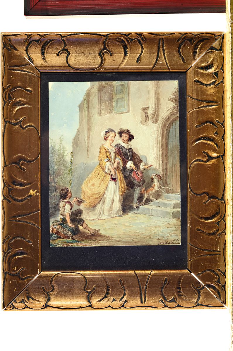 Detail k: Pieter Alardus Haaxmann, 1814-1887 Delft, niederländischer Genre-und Figurenmaler, Schüler von C. Krusemann und C.O. van der Grient, hier: Der ...