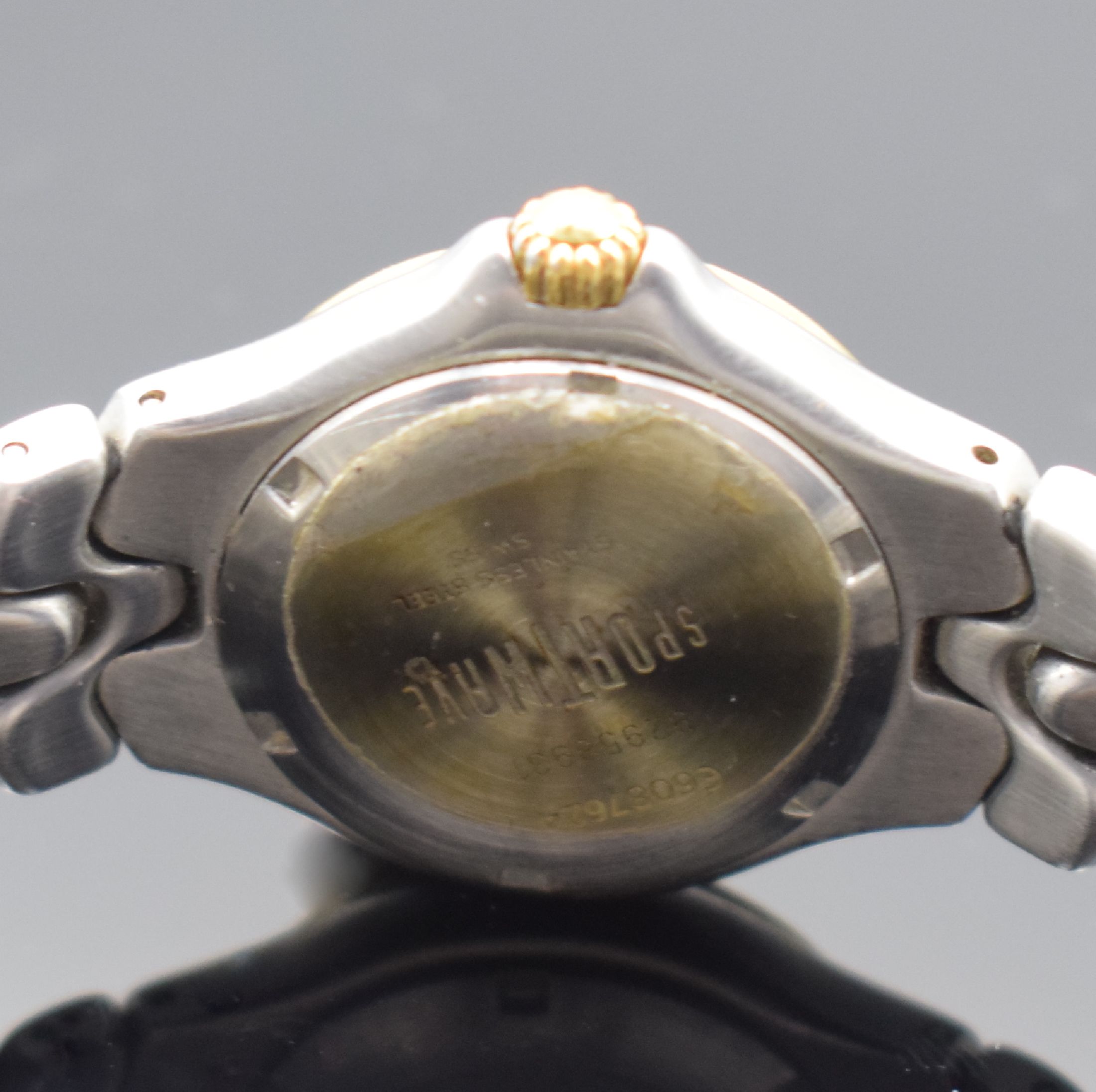 Detail d: EBEL Sportwave Damenarmbanduhr in Stahl/Gold mit Diamanten Referenz 6087624, Schweiz um 1995, quarz, Boden verschr., orig. Gliederband m. dopp. ...