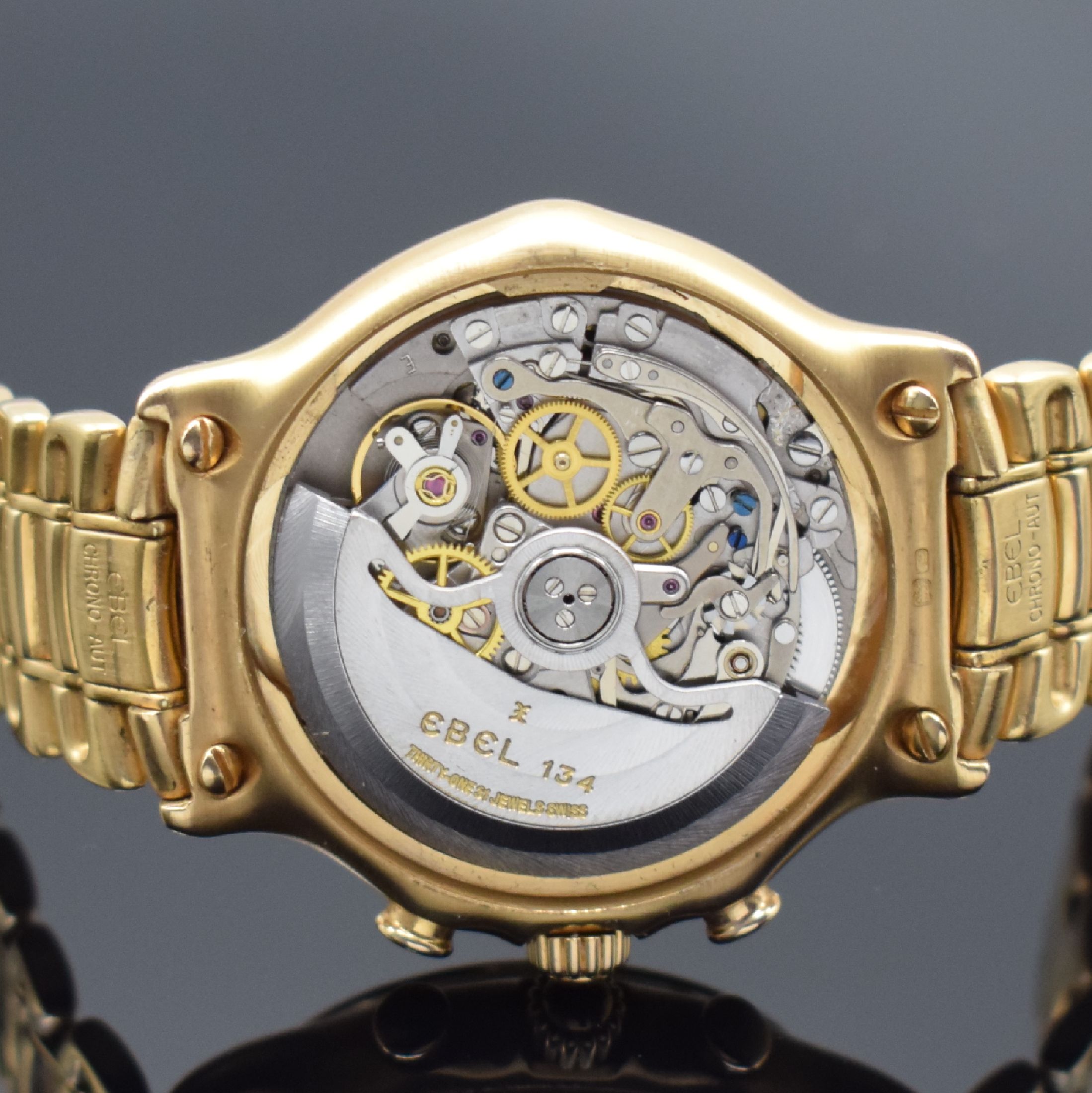 Detail f: EBEL El Primero Schaltradchronograph in RG 750/000 Referenz 5134901, Schweiz um 1990, Automatik, 3-teiliges Goldgeh. inkl. Gliederband in RG 750/000 ...