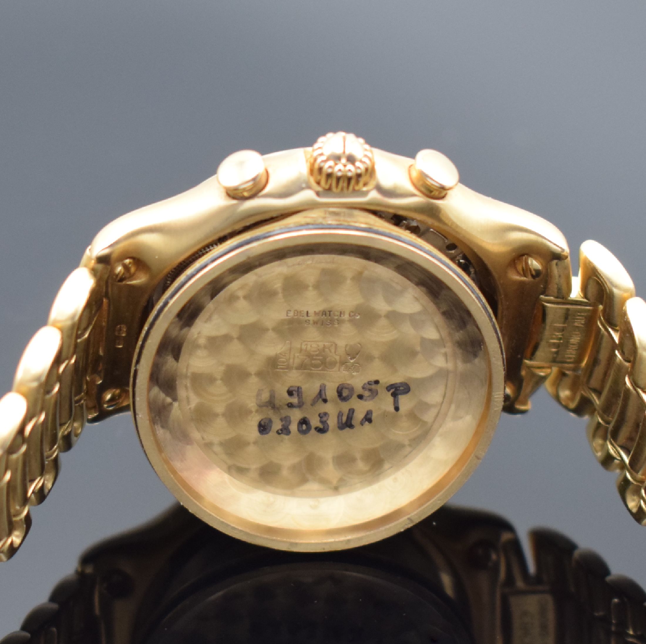 Detail g: EBEL El Primero Schaltradchronograph in RG 750/000 Referenz 5134901, Schweiz um 1990, Automatik, 3-teiliges Goldgeh. inkl. Gliederband in RG 750/000 ...