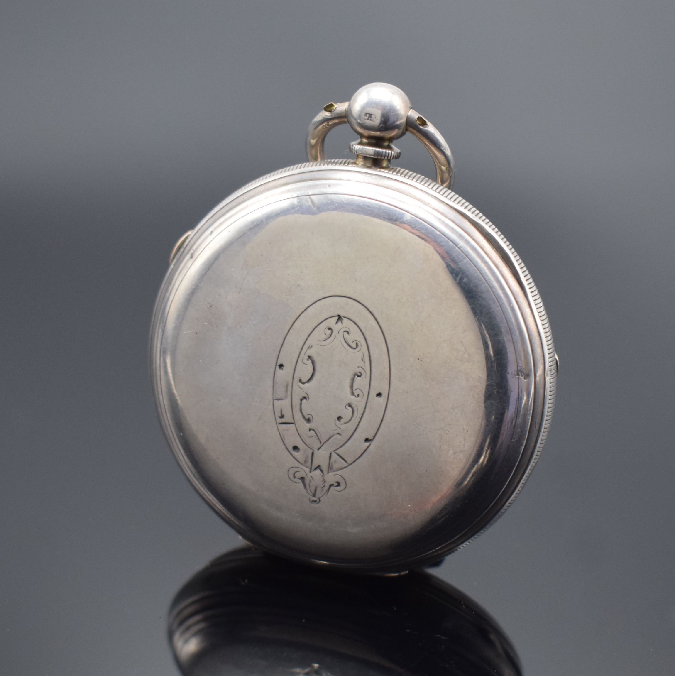 Detail b: MAX COHEN MANCHESTER Centre Seconds Chronograph offene Herrentaschenuhr in Silber mit Schlüsselaufzug, England um 1900, schweres Silbergeh., 2-teil. ...