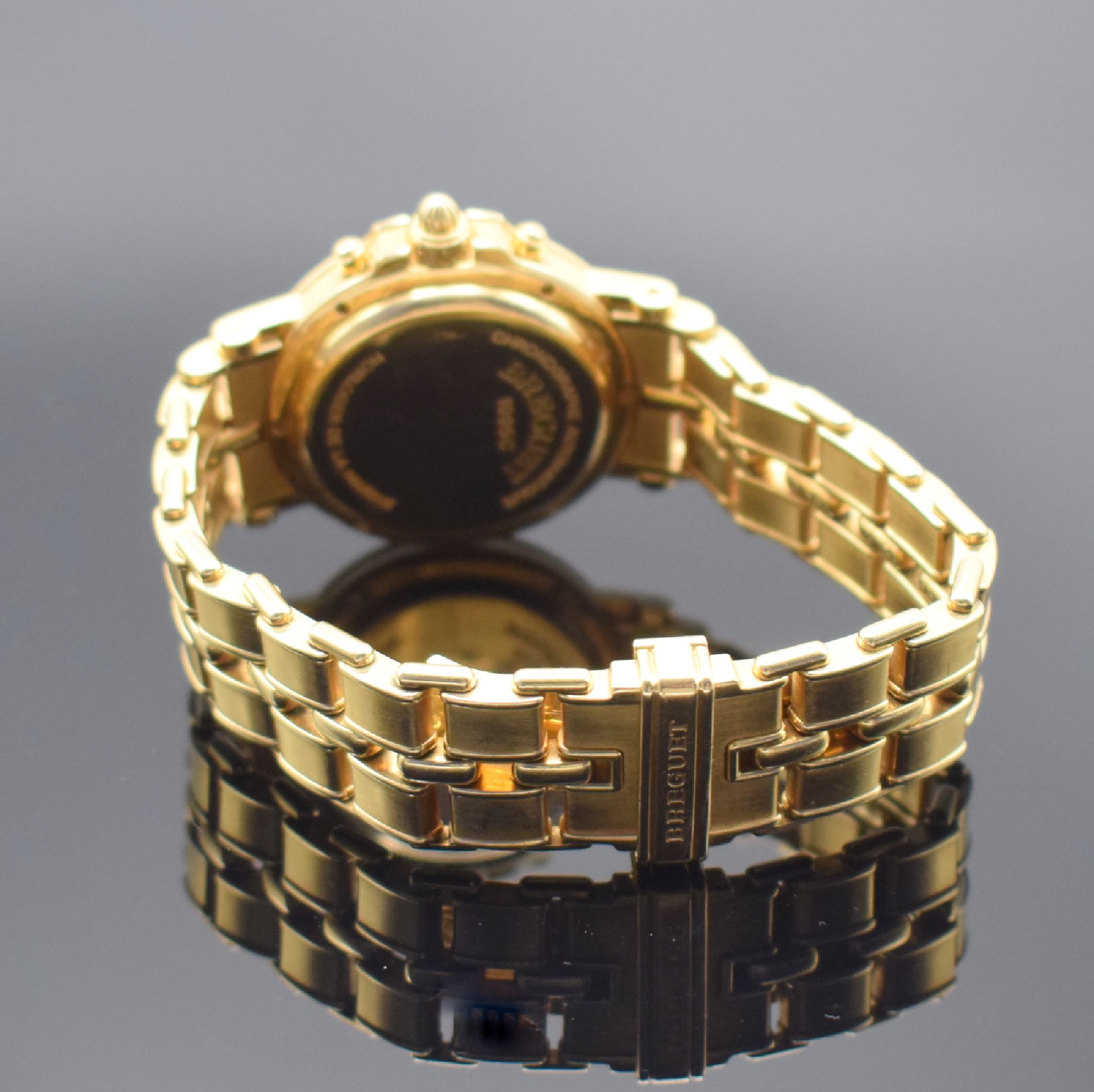 Detail b: BREGUET Marine Armbandchronograph in GG 750/000 Referenz 3460, Automatik, Schweiz um 1990, 3-teil. Geh., Boden 6-fach verschr., Münzrand, orig. ...