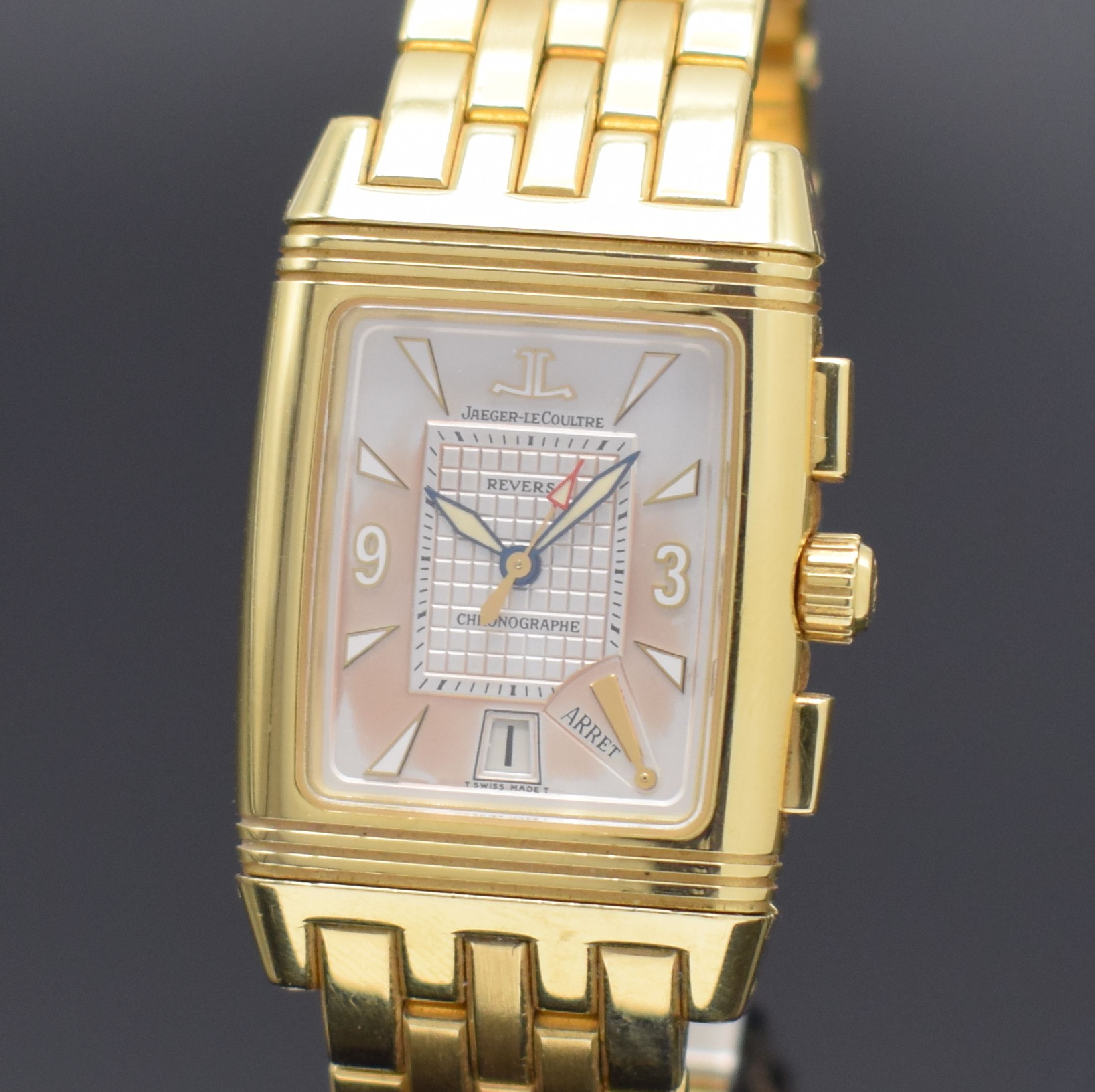Detail a: Jaeger-LeCoultre Armbandchronograph Modell Reverso Gran´Sport in GG 750/000 Referenz 295.110.592, Handaufzug, um 180 Grad drehb. Goldgehäuse inkl. ...