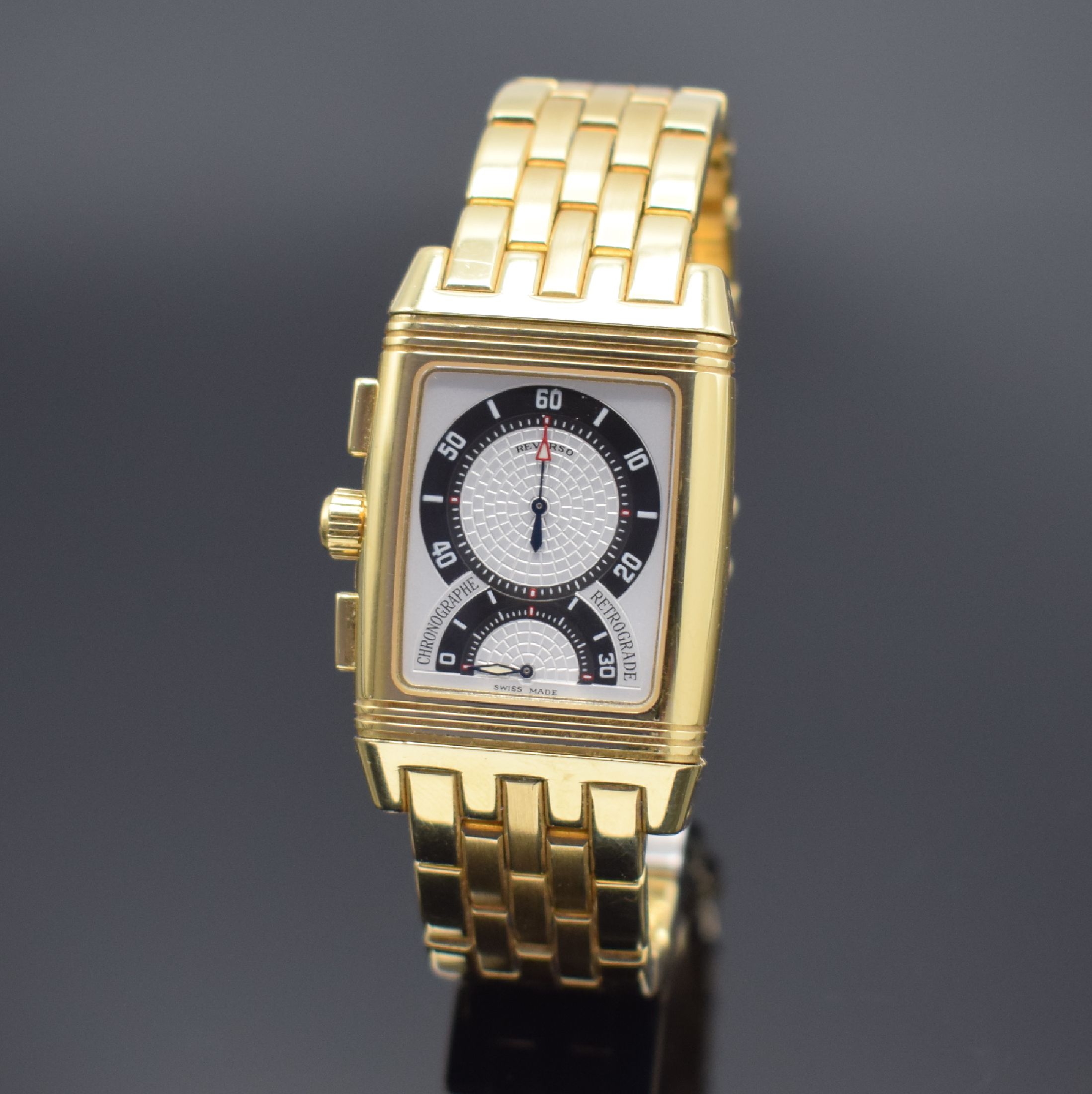 Detail b: Jaeger-LeCoultre Armbandchronograph Modell Reverso Gran´Sport in GG 750/000 Referenz 295.110.592, Handaufzug, um 180 Grad drehb. Goldgehäuse inkl. ...