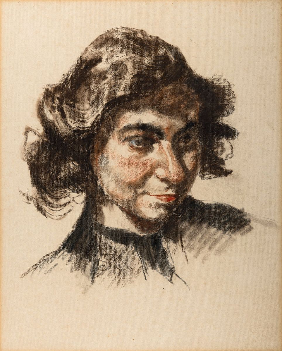 Ludwig Meidner, 1884 Bernstadt an der Weide - 1966 Darmstadt, Porträtkopf, Bildnis einer jungen Frau mit lockigen Haar (wohl Lotte Lenya), 1920er ...