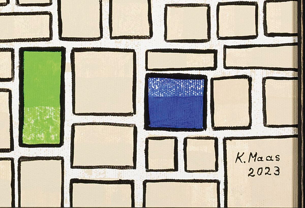 Detail a: Karin Maas, geb. 1952, Messen und Aussstellungen, Titel: "Die Mauer", Acryl/Lwd, re. unten sign., R., ca. 84x84 cm