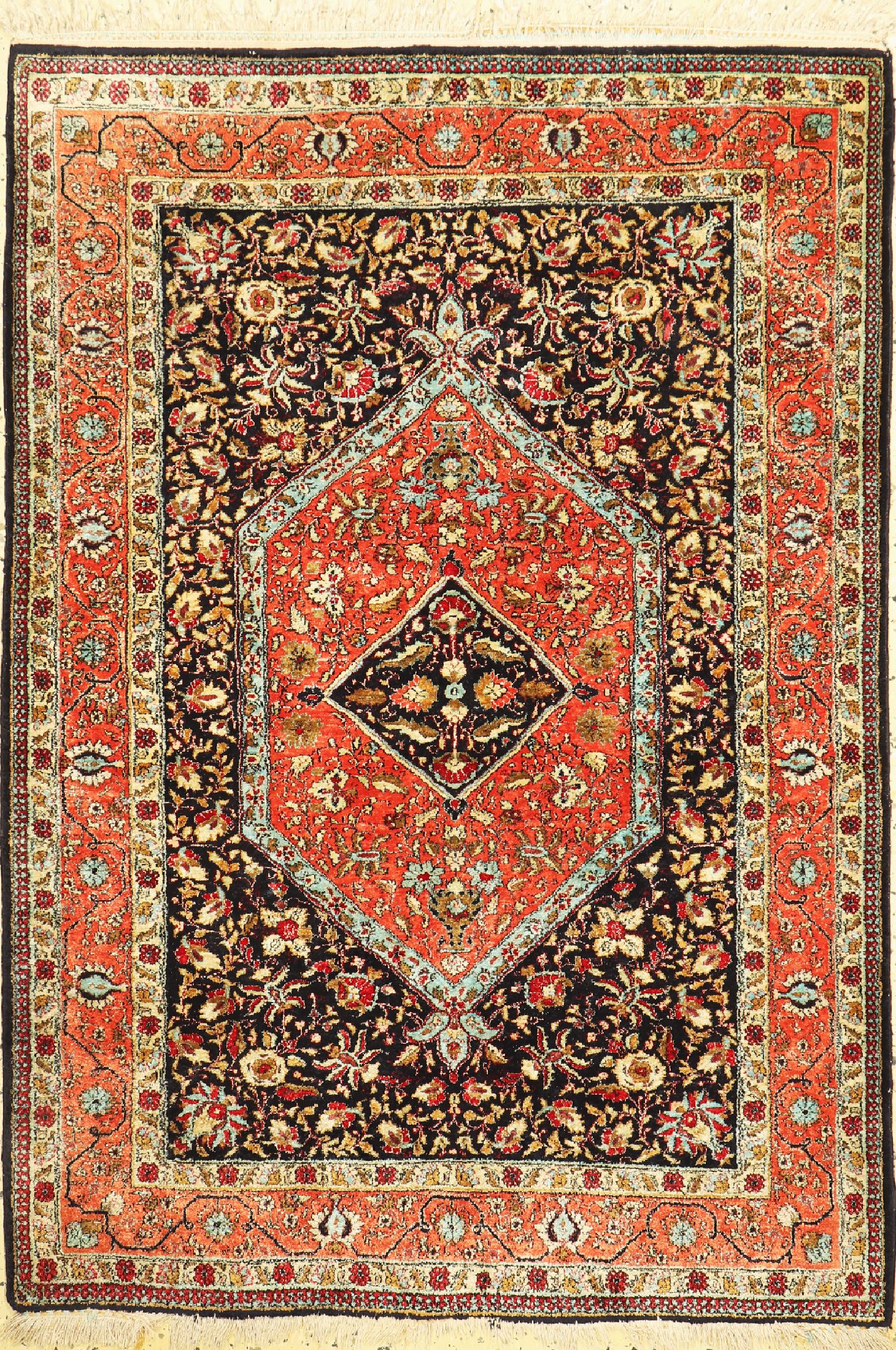 Ghom Seide, Persien, ca. 40 Jahre, reine Naturseide, ca. 153 x 107 cm, EHZ: 2
