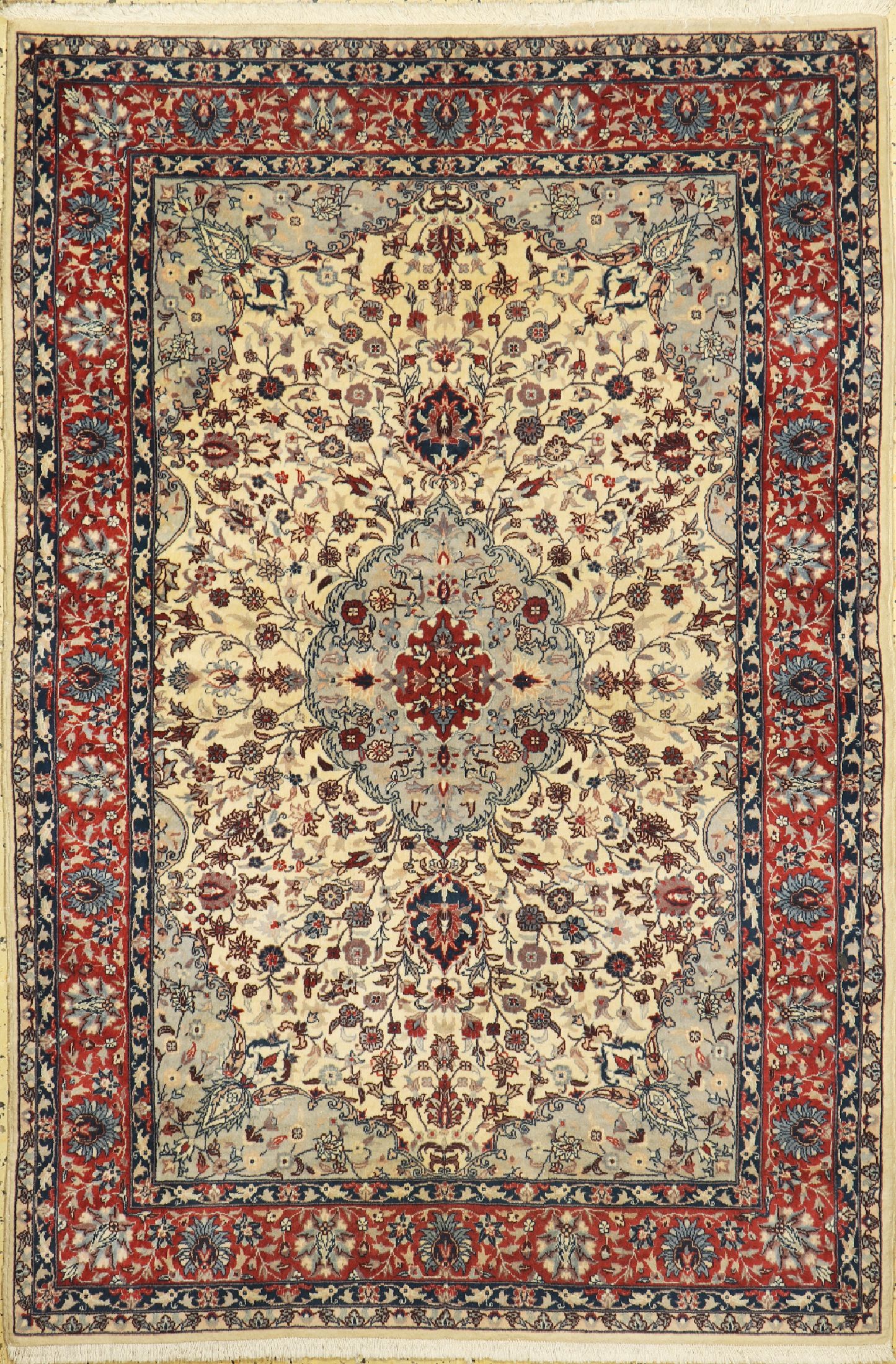 Esfahan fein, China, ca. 40 Jahre, Korkwolle auf Baumwolle, ca. 180 x 125 cm, EHZ: 2(verschmutzt)