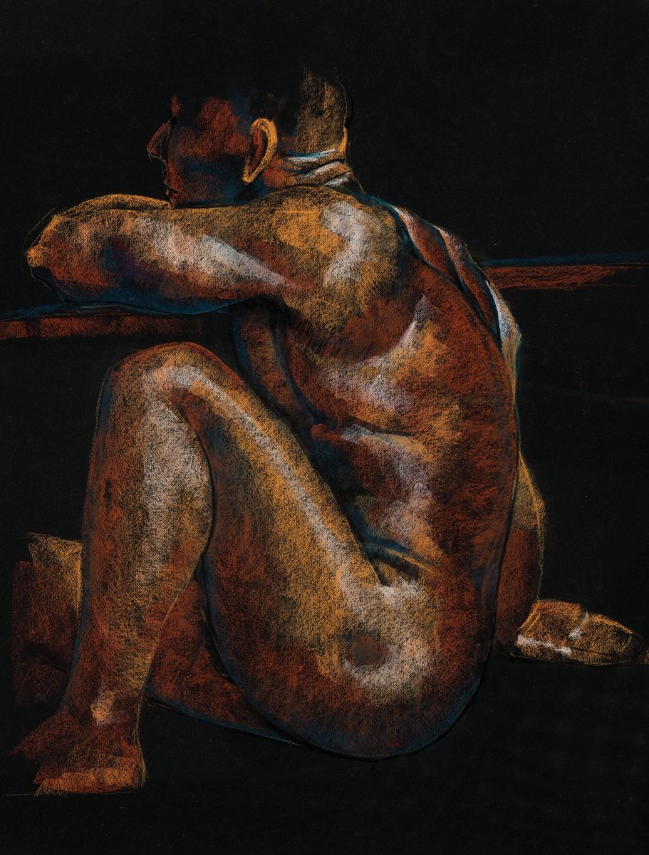 Jim Theologos, zeitgenössischer Künstler aus Costa Rica, hier: Drei Aktzeichungen, Pastell auf Papier, 2x weiblicher Akt, 55x73cm/62x79cm; 50x62 ...