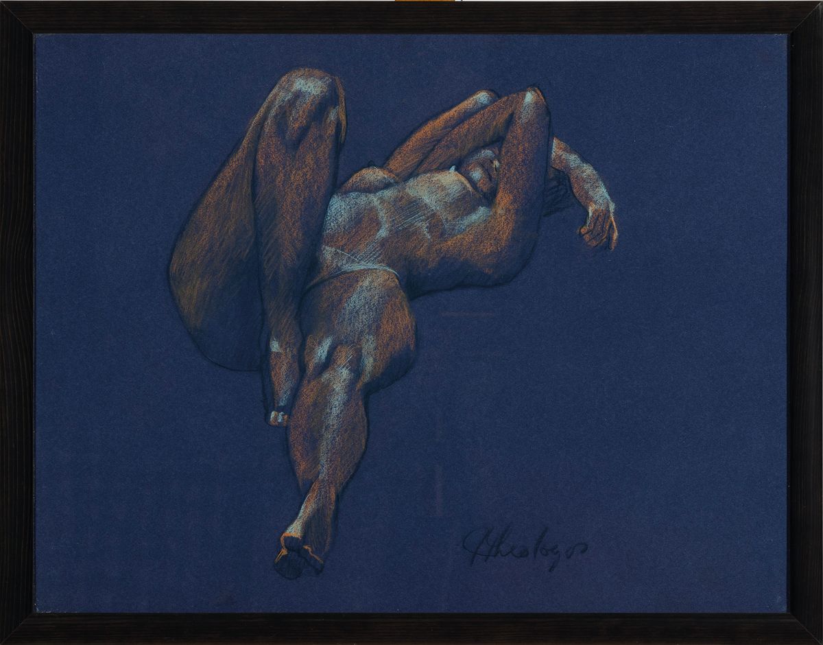 Detail l: Jim Theologos, zeitgenössischer Künstler aus Costa Rica, hier: Drei Aktzeichungen, Pastell auf Papier, 2x weiblicher Akt, 55x73cm/62x79cm; 50x62 ...