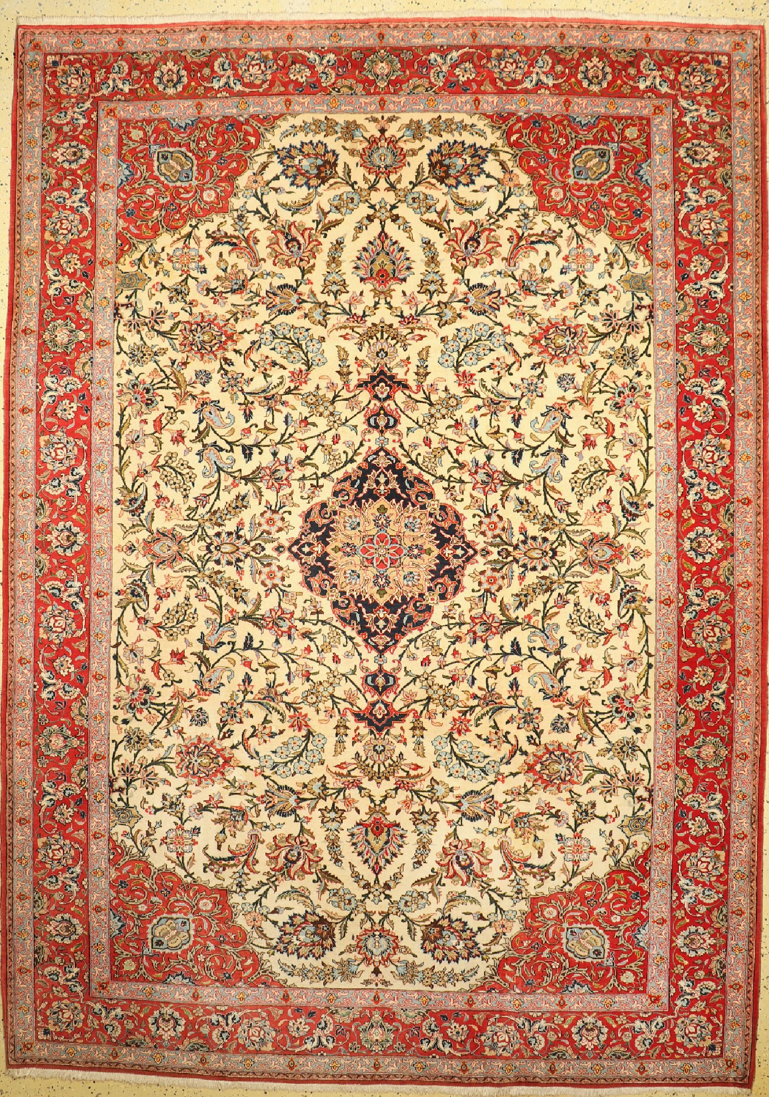 Ghom Kork alt, Persien, um 1950, Korkwolle auf Baumwolle, ca. 340 x 235 cm, EHZ: 1-2, fleckig