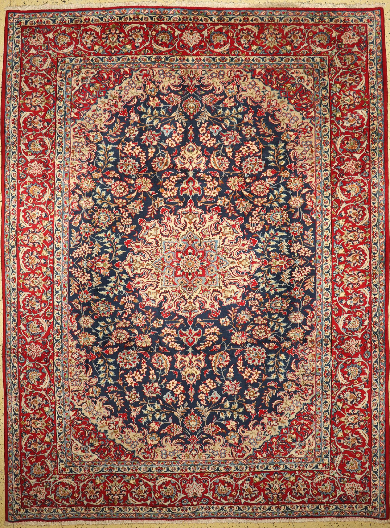 Najafabad alt, Persien, ca. 50 Jahre, Wolleauf Baumwolle, ca. 382 x 282 cm, EHZ: 1-2