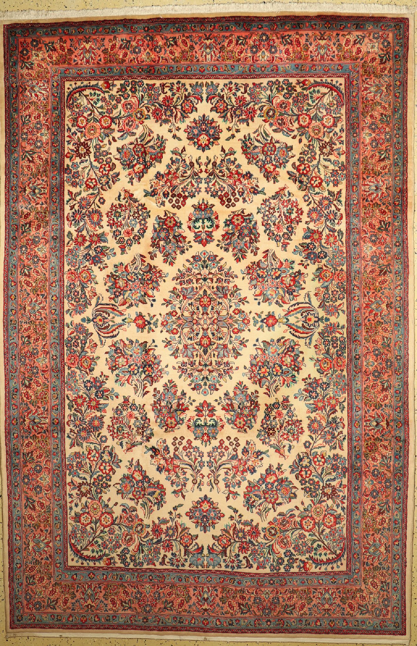 Sarogh fein alt, Persien, ca. 50 Jahre, Korkwolle auf Baumwolle, ca. 340 x 227 cm, gereinigt, EHZ: 1-2