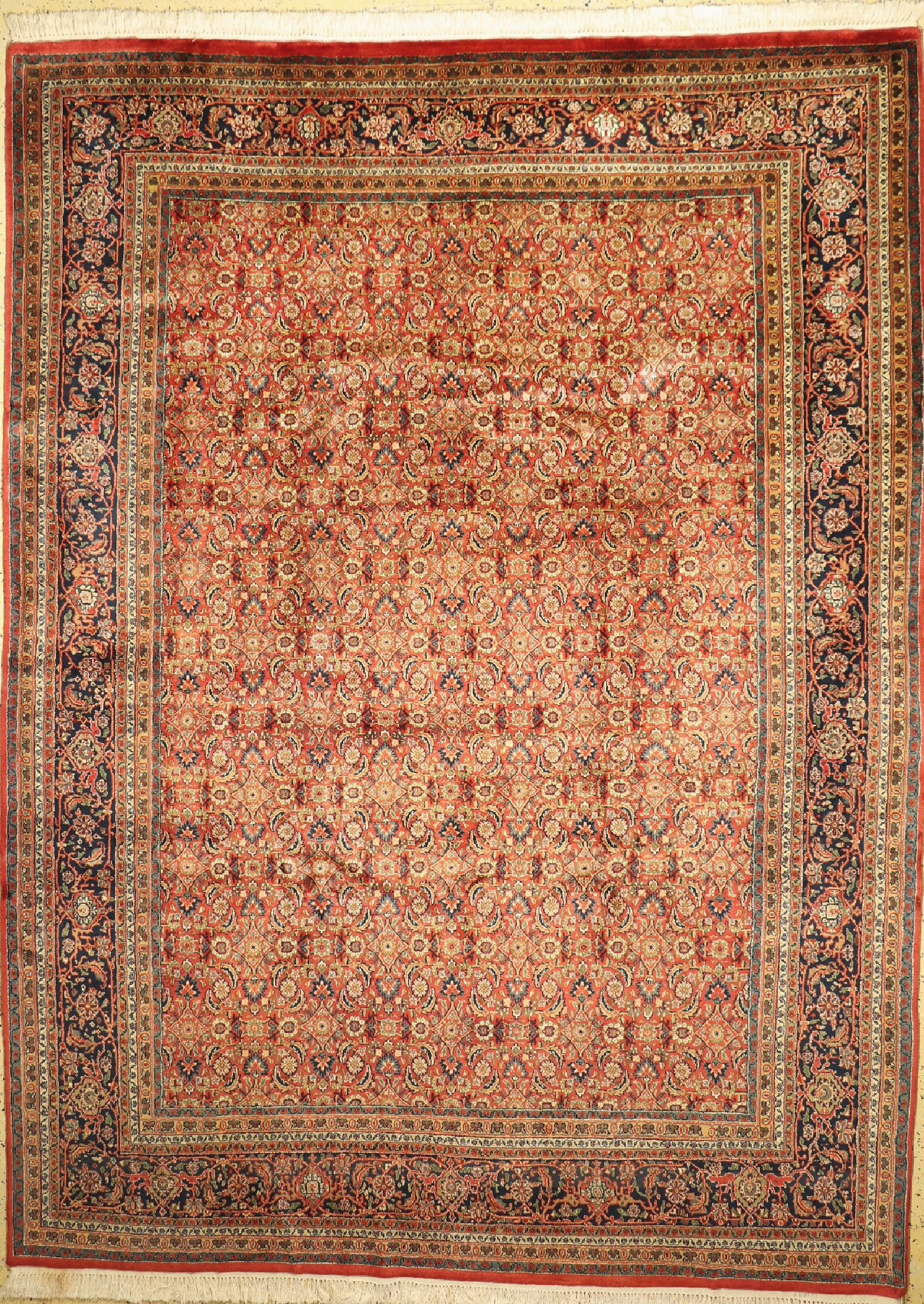 Bidjar fein alt, Indien, ca. 40 Jahre, Korkwolle auf Baumwolle, ca. 340 x 245 cm, gereinigt, EHZ: 1-2