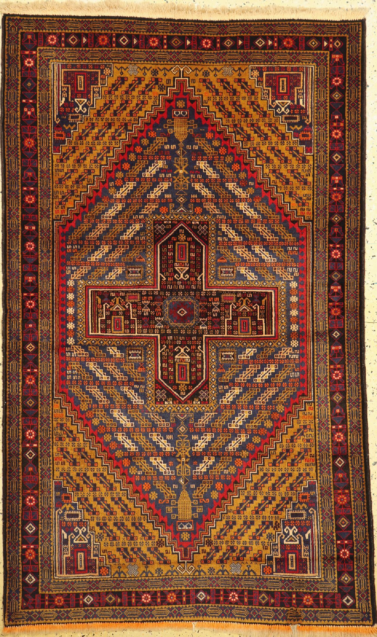 Zakini alt, Afghanistan, um 1960, Wolle aufWolle, ca. 196 x 116 cm, (restauriert), EHZ: 1-2