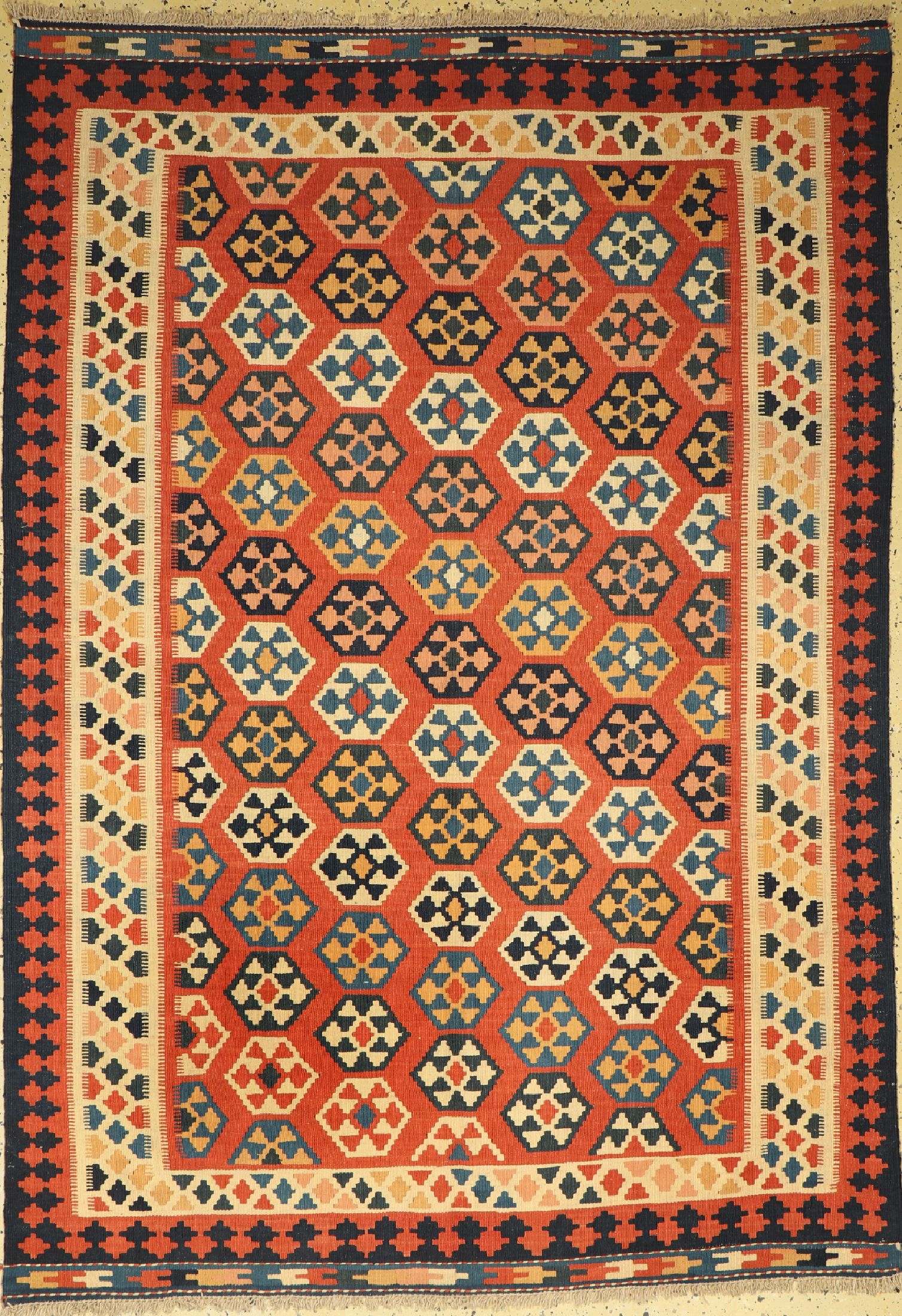 Ghaschgai Kelim, Persien, ca. 50 Jahre, Wolle auf Wolle, ca. 215 x 150 cm, EHZ: 1-2