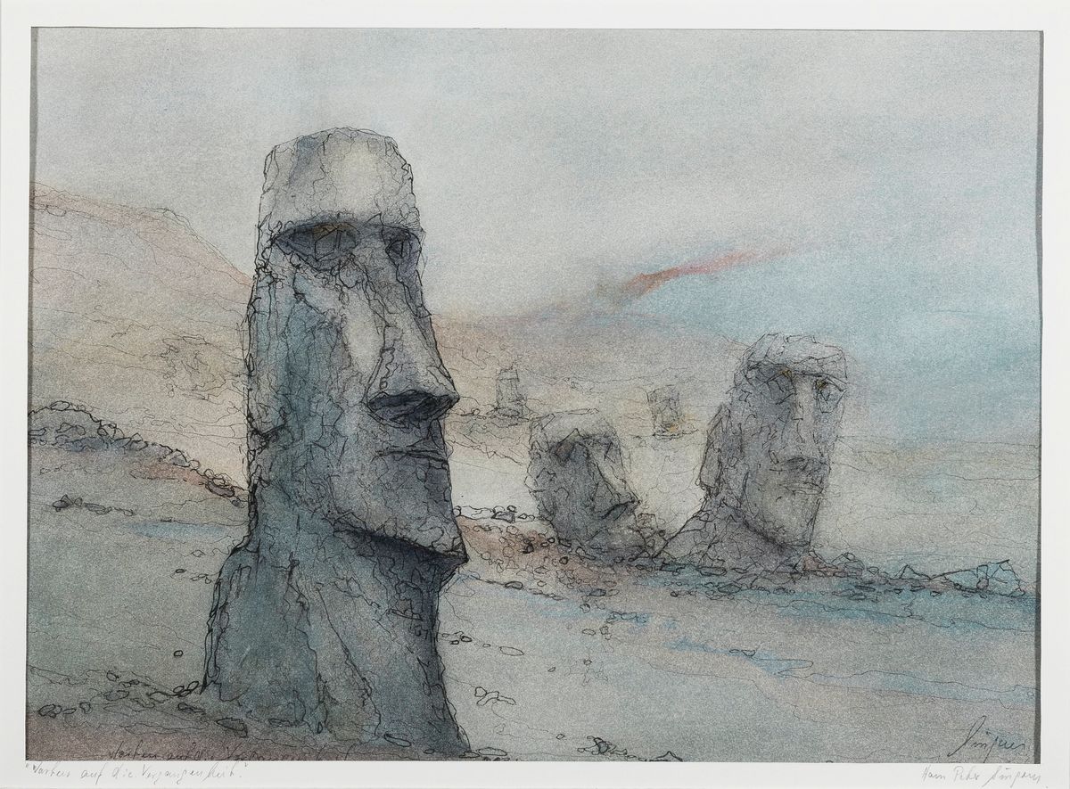 Detail a: Hans Peter Jürgens, 1924 Cuxhaven - 2018 Kiel-Holtenau, Kapitänsbild T.M.S. Dorsch, Gouache auf Papier, re. u. signiert und auf PP. nochmals ...