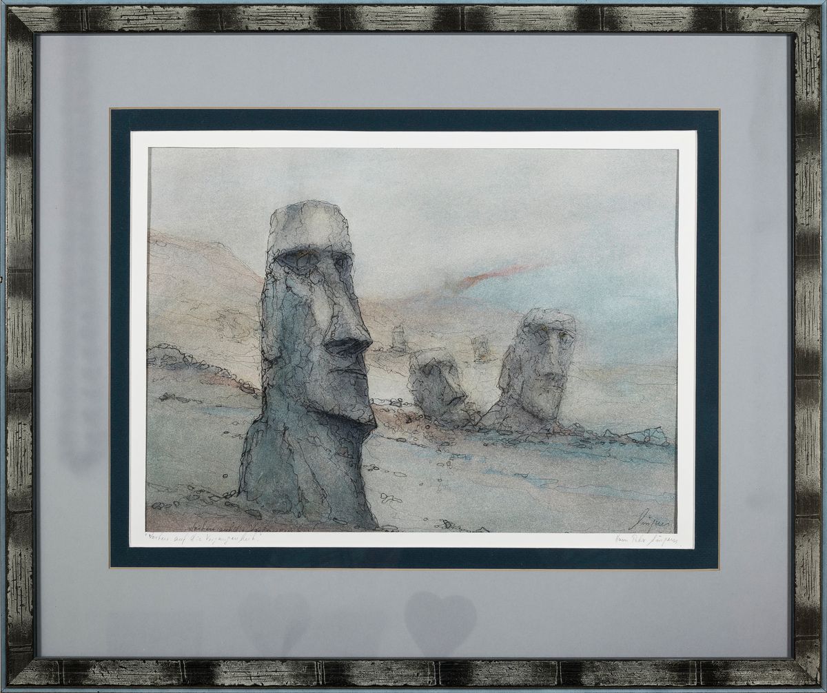 Detail l: Hans Peter Jürgens, 1924 Cuxhaven - 2018 Kiel-Holtenau, Kapitänsbild T.M.S. Dorsch, Gouache auf Papier, re. u. signiert und auf PP. nochmals ...