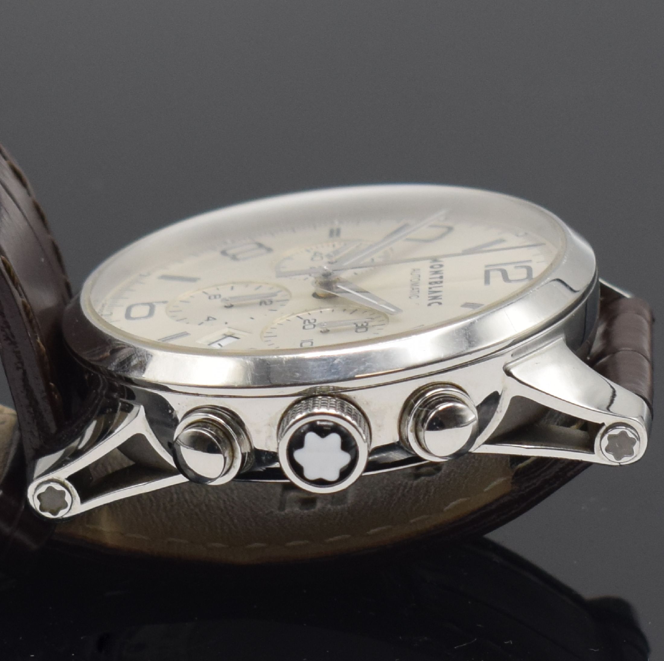 Detail d: MONTBLANC Timewalker Herrenarmbanduhr mit Chronograph Referenz 7069, Schweiz um 2010, Automatik, Edelstahlgeh. beids. vergl., Boden 6-fach verschr., ...