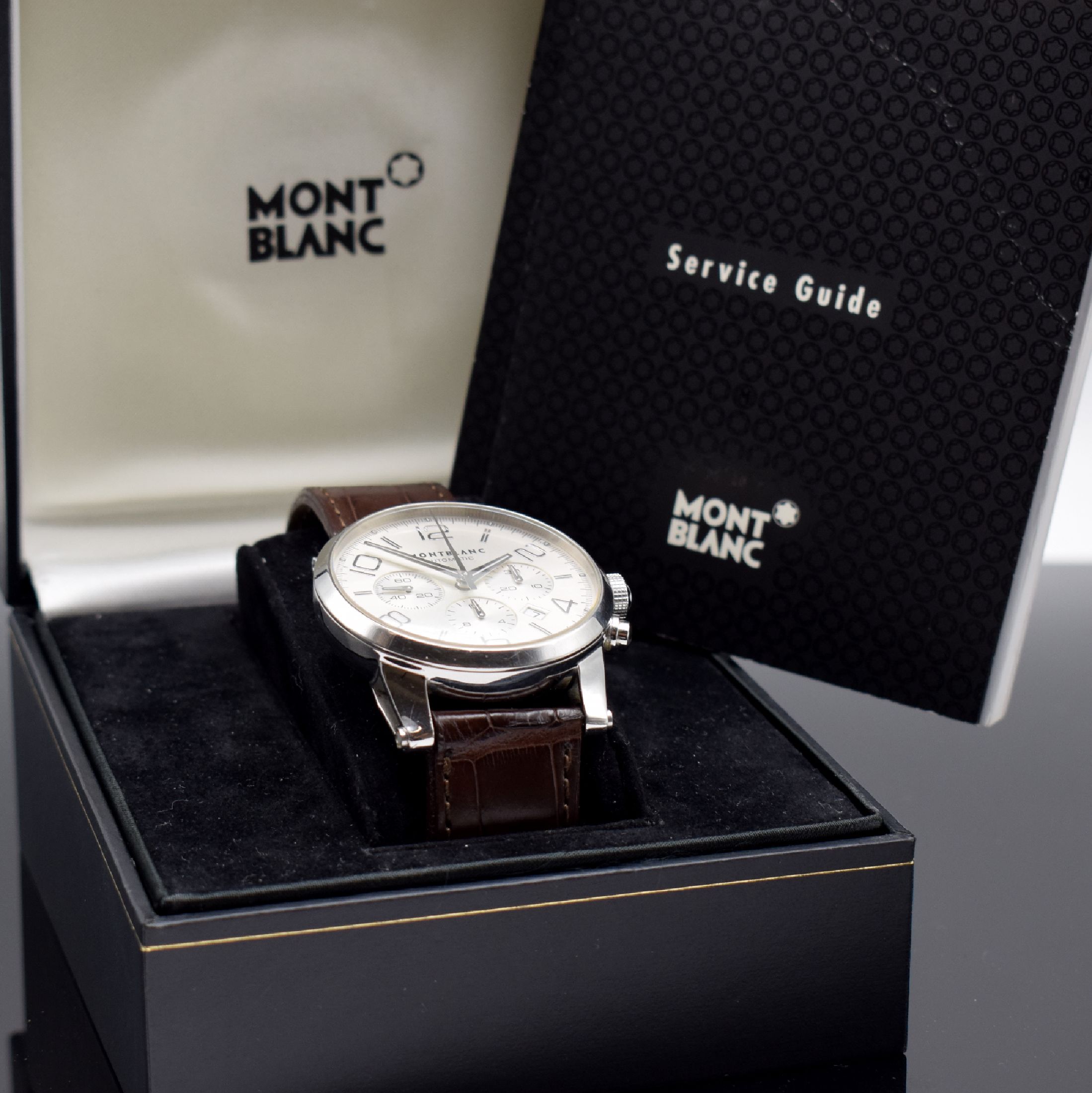 Detail f: MONTBLANC Timewalker Herrenarmbanduhr mit Chronograph Referenz 7069, Schweiz um 2010, Automatik, Edelstahlgeh. beids. vergl., Boden 6-fach verschr., ...