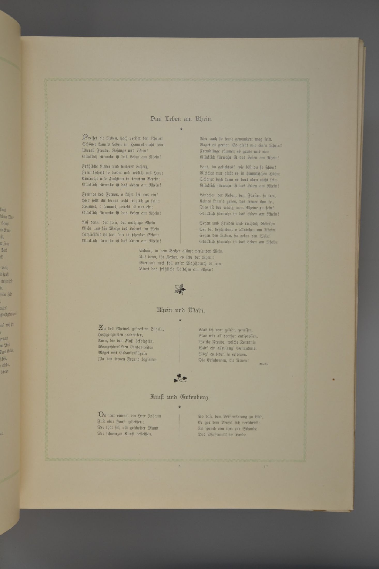 Detail d: Rhein und Rheinlande: Rhein-Album, Frankfurt a.M. o.J. (um 1890) und Emil Rittershaus: Rheinlands Sang und Sage, Bonn 1899, Rhein -Album: gezeichnet ...