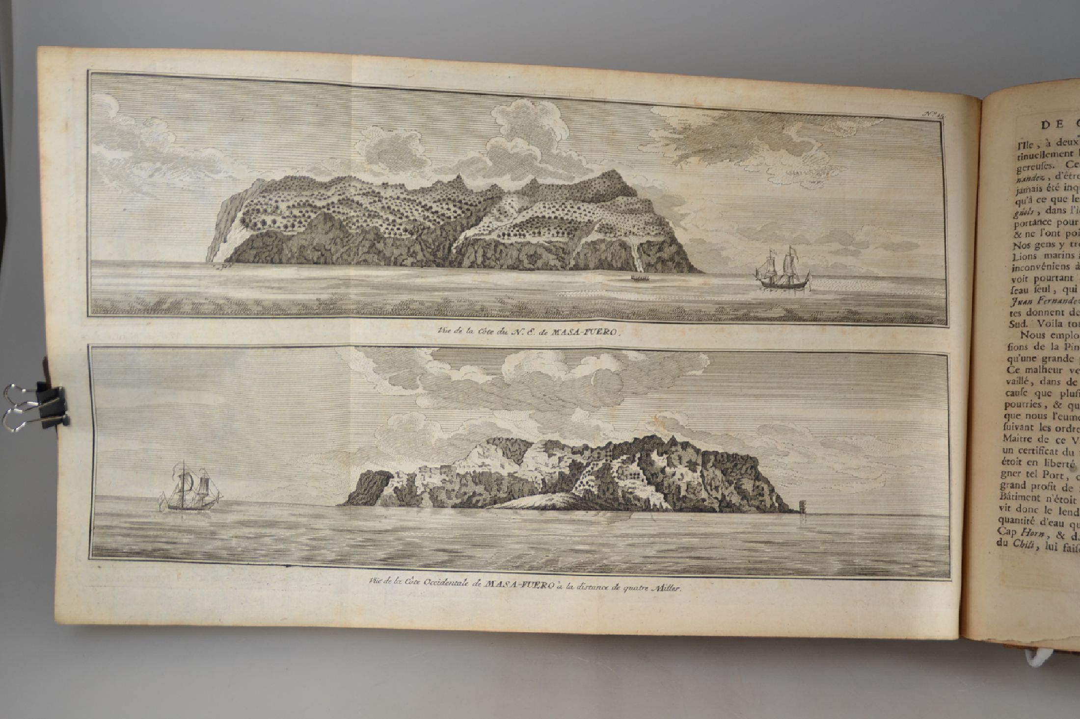 Detail a: George Anson (1697-1762): Voyage autour du monde fait dans les annees MDCCXL, I, II, III, IV, Genf, Richard Walter 1750, 363 S., ursprünglich mit 34 ...