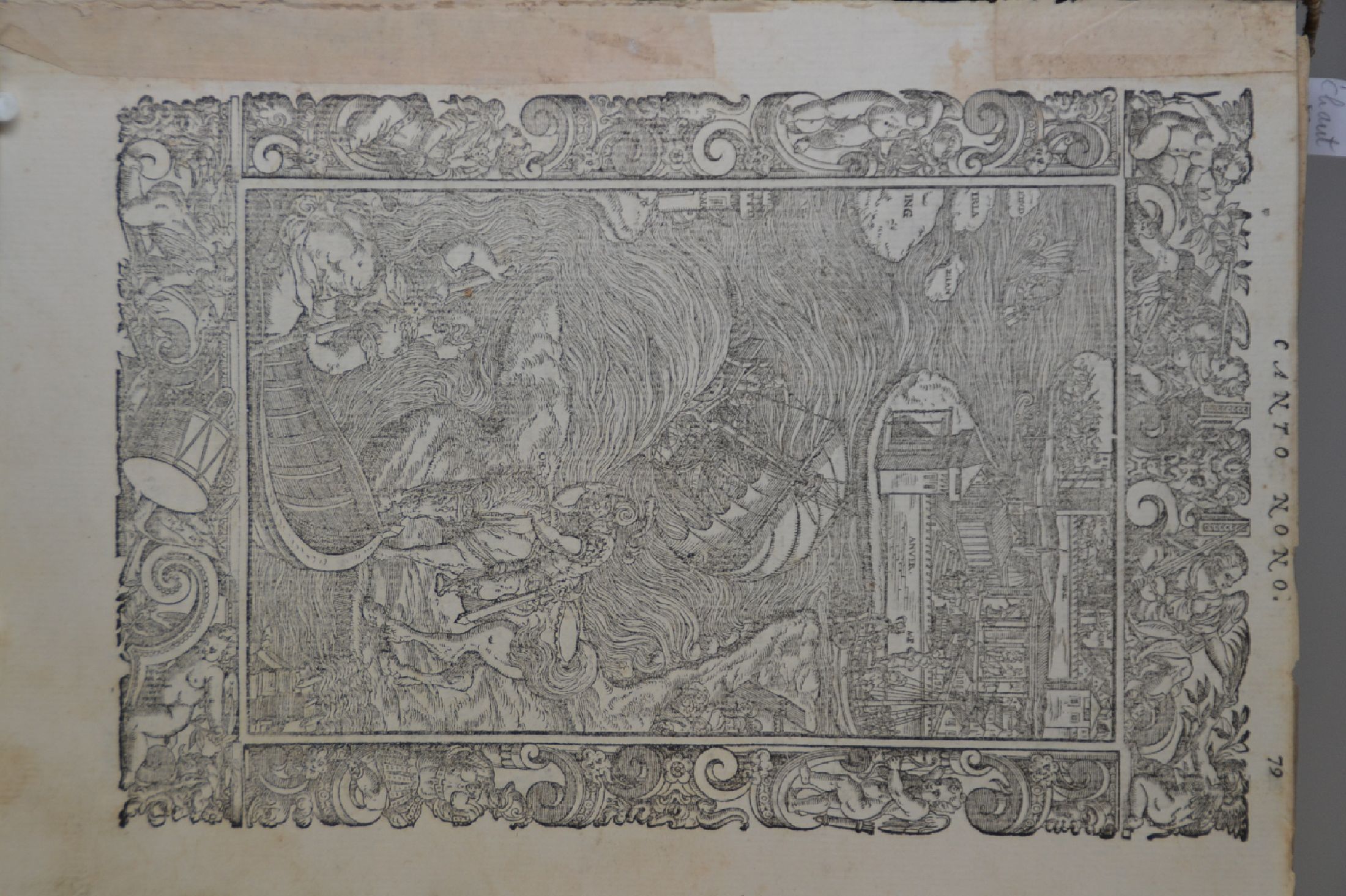 Detail c: Ludovico Ariosto (1474-1533): Orlando Furioso.Tutto ricoretto & di nuove Figure adornato, Venedig, Valgrisi 1587, Versepos "Der rasende ...