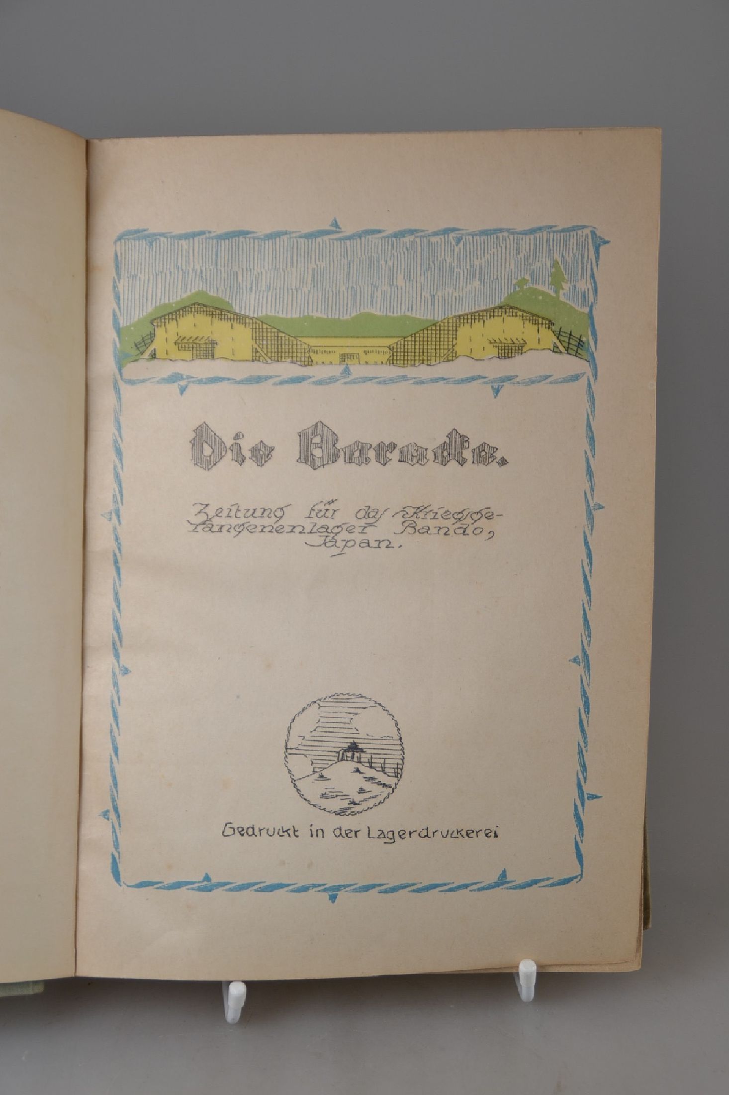 Detail b: 2 Bände Kriegsgefangenenlager-Zeitung, Japan: Die Baracke 1918/19 und Lagerfeuer 1917/19, Die Baracke. Zeitung für das Kriegsgefangenenlager Bando ...