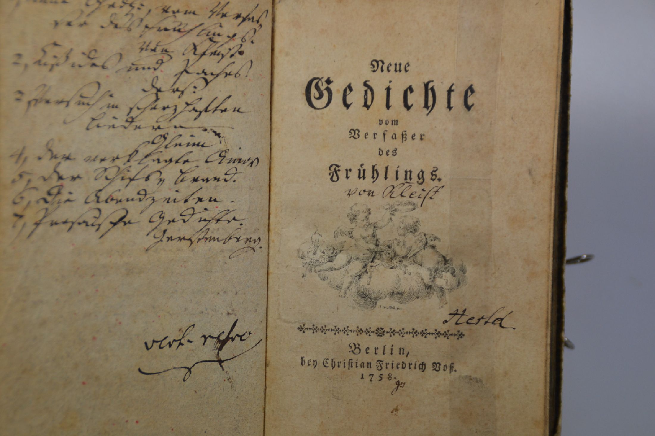 Gedichte von dem Verfasser des Frühlings (Ewald Christian von Kleist), 6 Titel in einem Band, Berlin, Voß 1753-74, über 688 S., Neue Gedichte ...