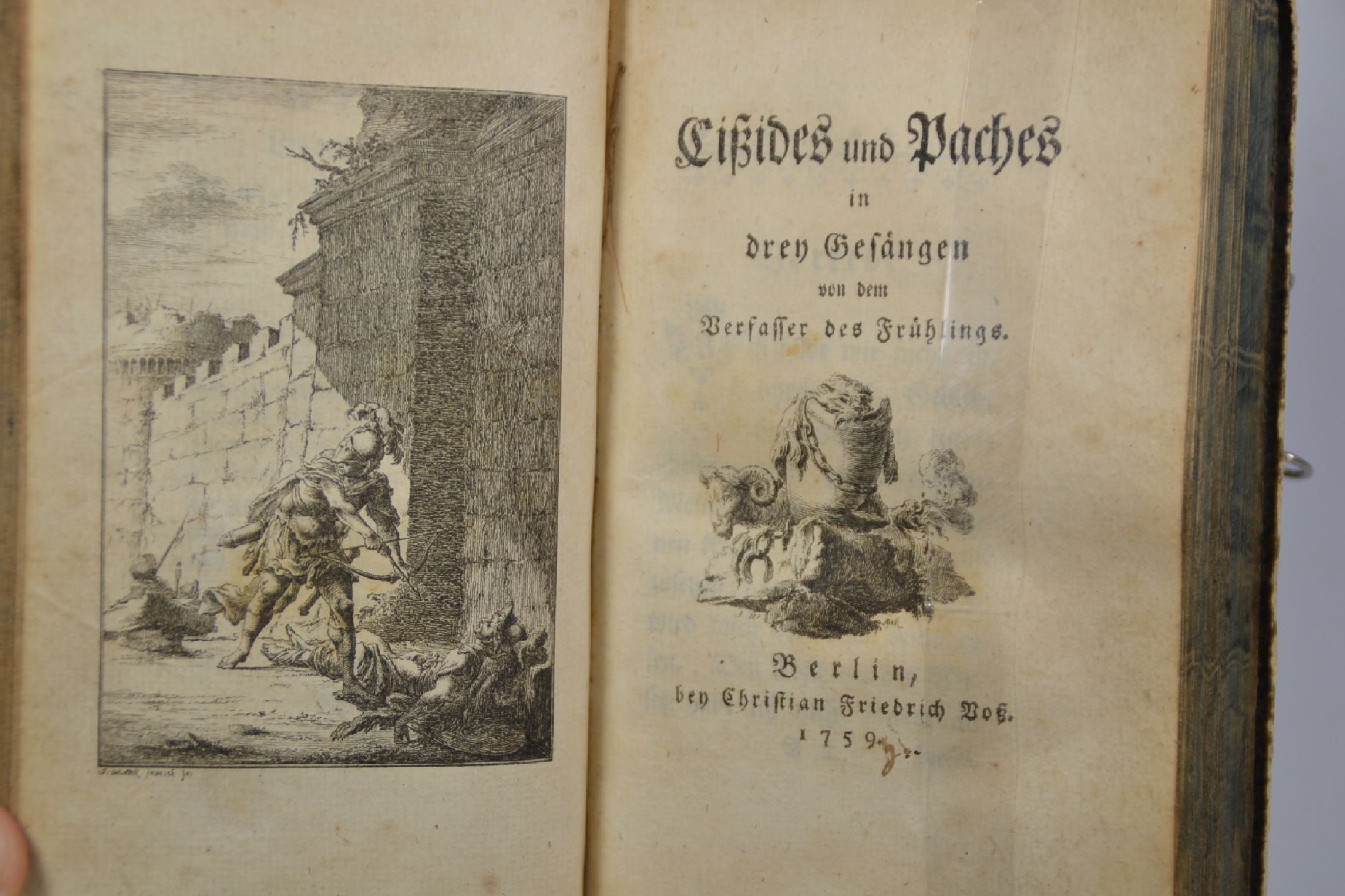Detail e: Gedichte von dem Verfasser des Frühlings (Ewald Christian von Kleist), 6 Titel in einem Band, Berlin, Voß 1753-74, über 688 S., Neue Gedichte ...