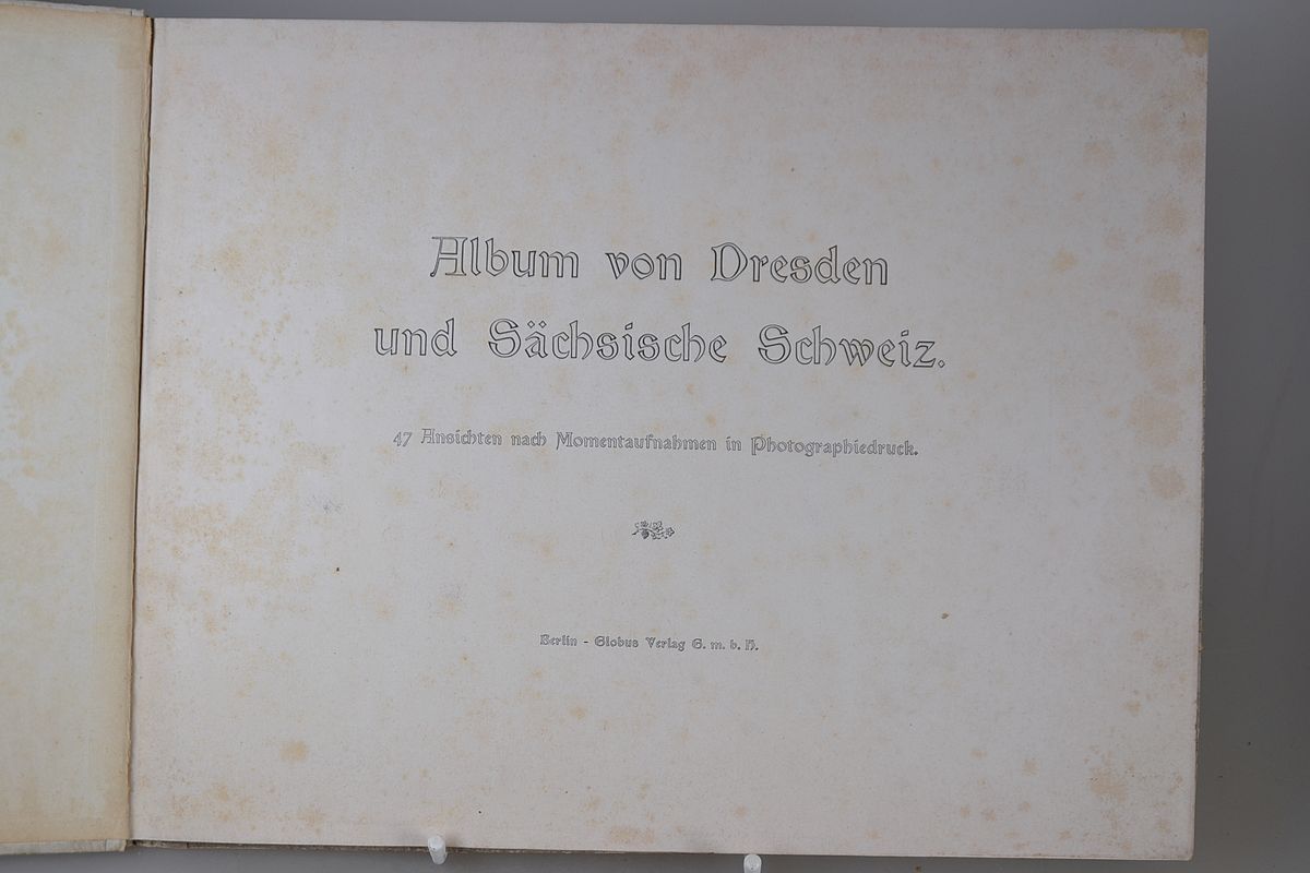 Detail b: Album von Dresden und Sächsische Schweiz, Berlin, Globus o.J. (um 1899), reich illustrierter Deckeltitel von Jessie Marion King (1875-1949), 47 ...