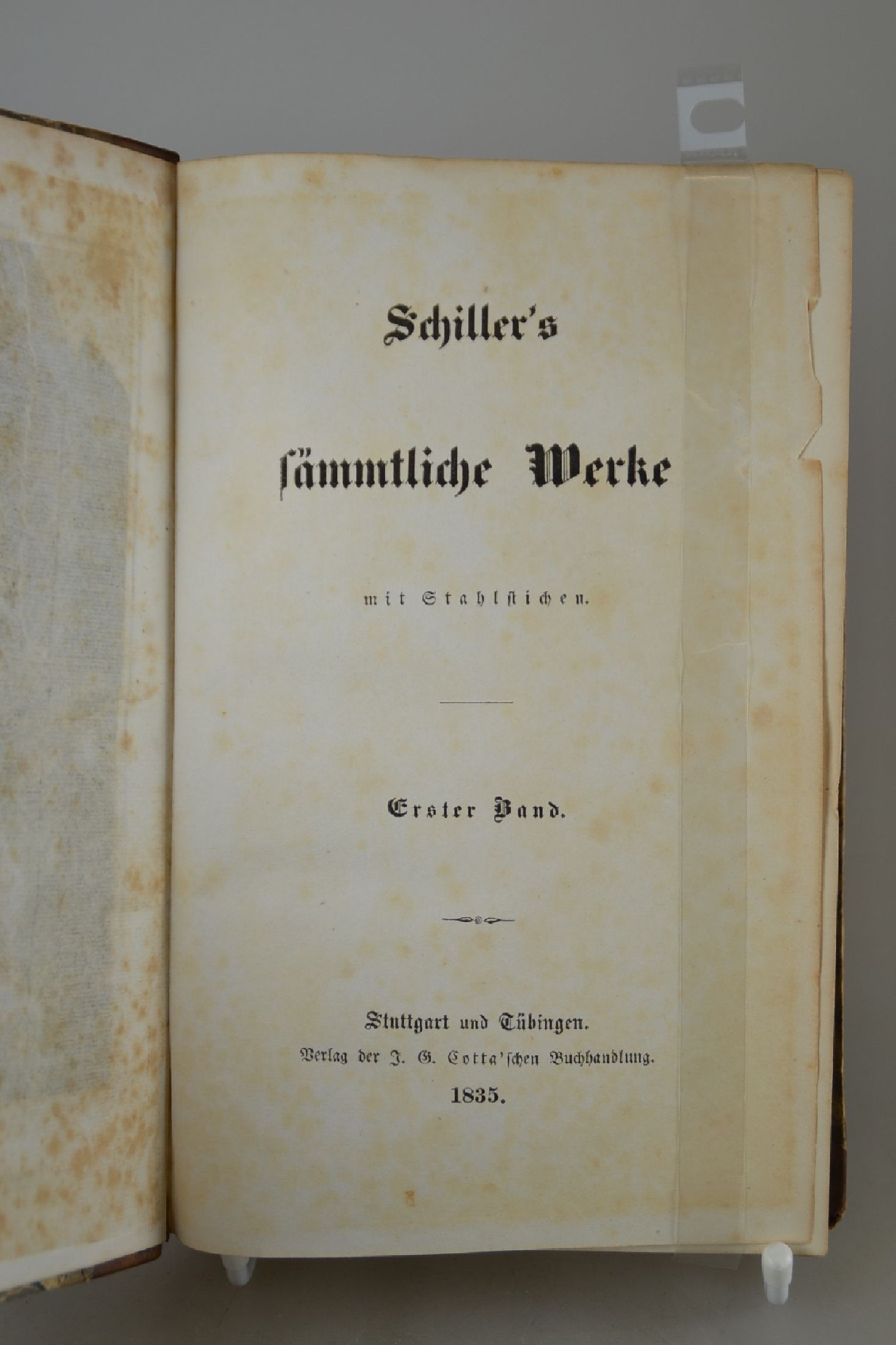 Detail b: Friedrich von Schiller (1759-1805): Sämtliche Werke, 12 Bd., Stuttgart und Tübingen, Cotta 1835-36, mit 13 Stahlstichtafeln von Schuler u.a. nach ...