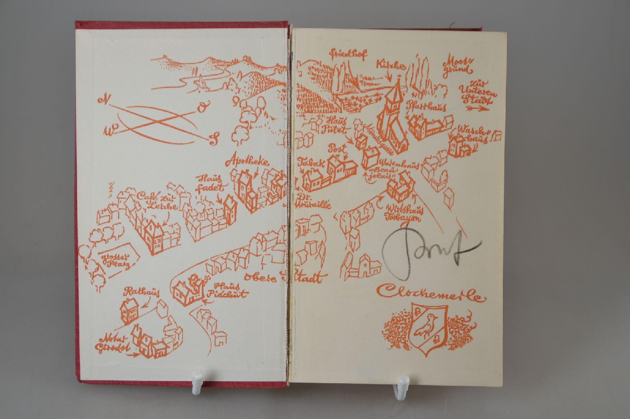 Gabriel Chevalier (1895-1969): Clochemerle, Karlsruhe, Stahlberg 1951, aus dem Nachlass des Künstlers Karl Graf (1902-1986), handsigniert, Roman, ...