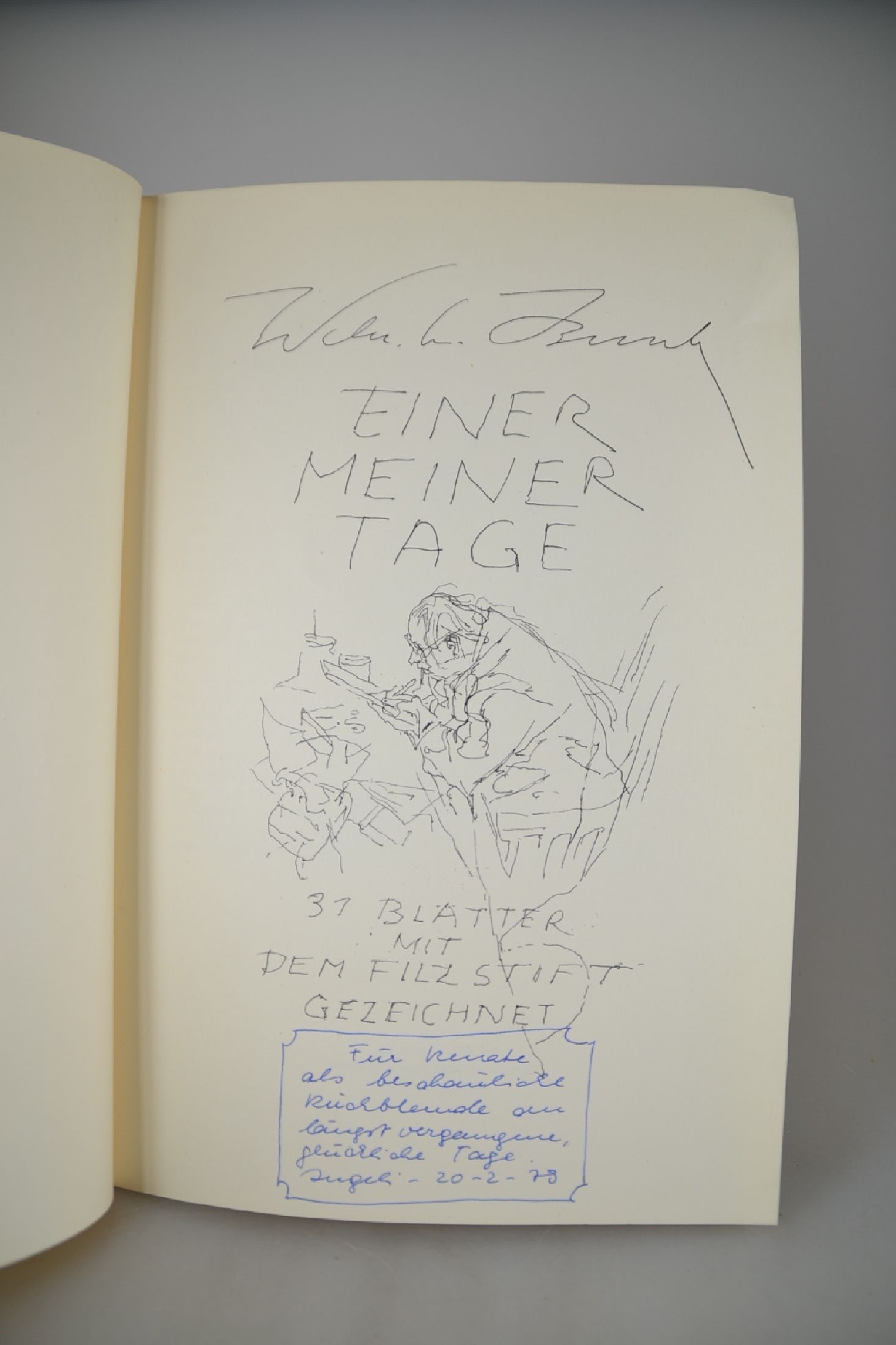 Wilhelm Martin Busch (1908-1987): Einer meiner Tage, 1978, 31 Blätter mit dem Filzstift gezeichnet (nach), Vorsatz mit händischer ...