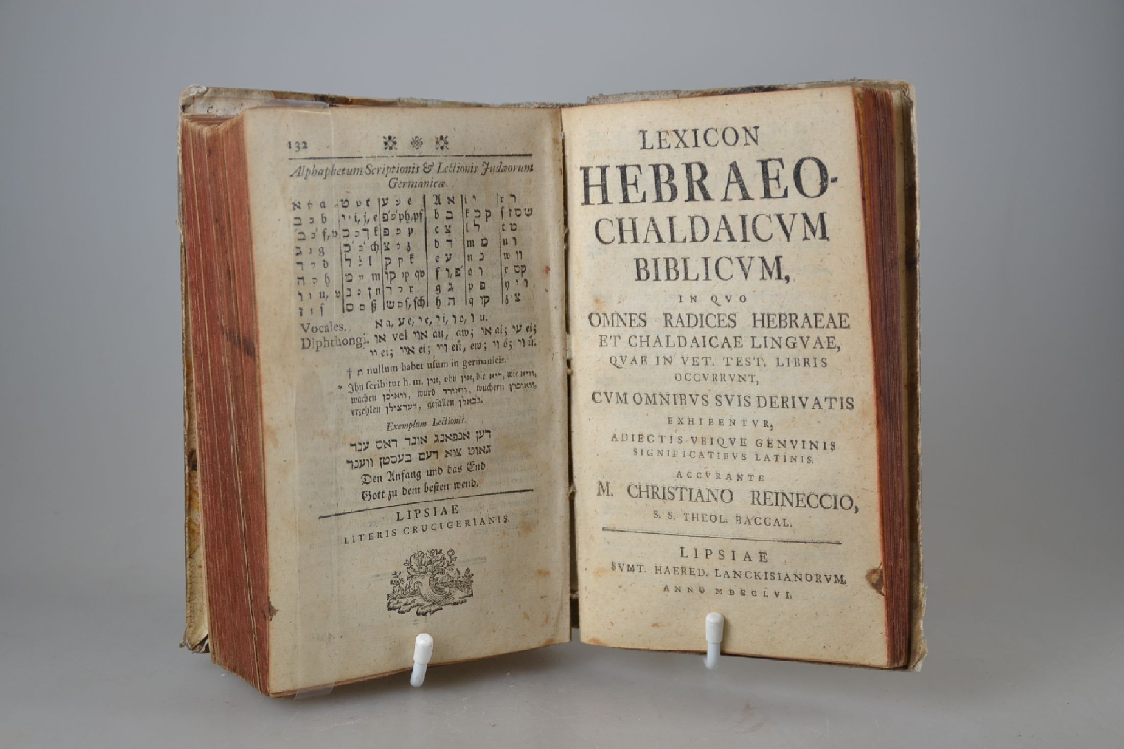 Detail b: Christian Reineccius (1668-1752): Janua Hebra linguae Veteris Testamenti...Accessit Una cum Grammatica Lexicon Hebraeo-Chaldaica, Leipzig, 1756, 1112 ...