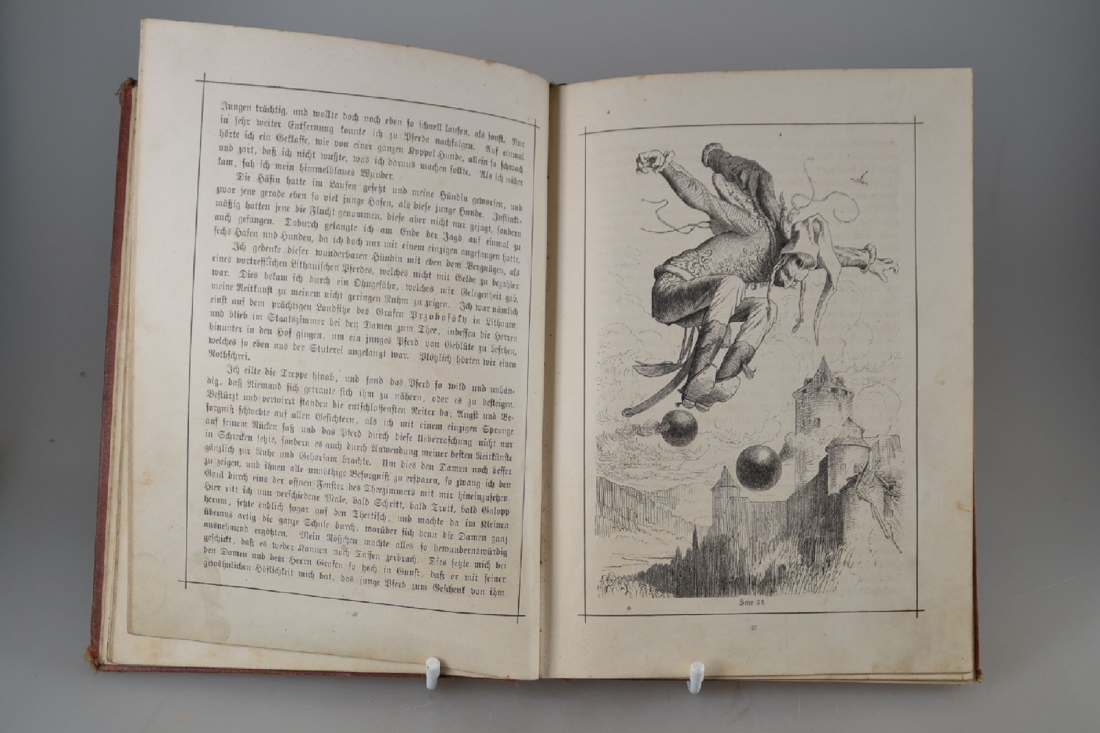 Detail c: Konvolut Märchenbücher, 5 Werke, 1875-1957, Des Freiherrn von Münchhausen wunderbare Reisen und Abenteuer zu Wasser und zu Lande, Leipzig C.F. ...