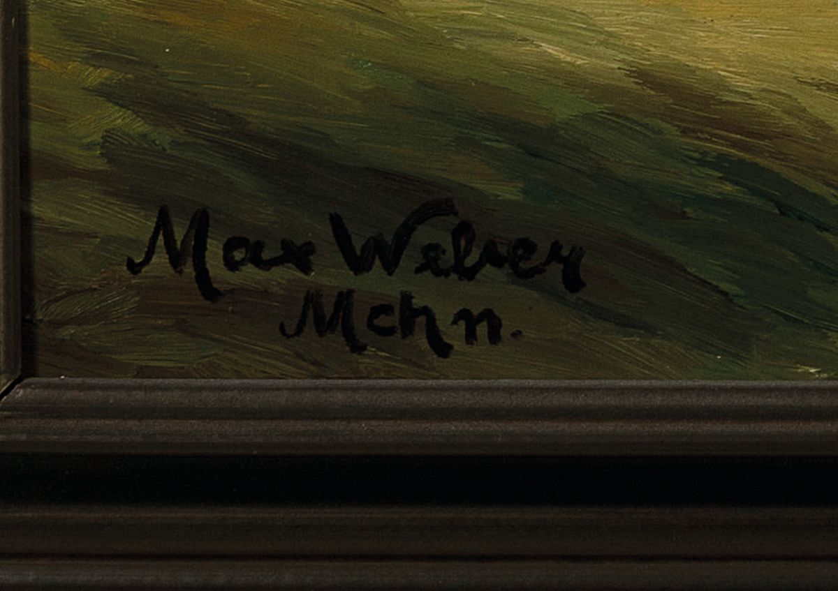 Detail a: Max Weber, Heimatmaler der 1.Hälfte des 20.Jh., "Titisee mit Blick gegen den Feldberg", um 1930, Münchner Schule, Öl/Malplatte, Rahmen, ...