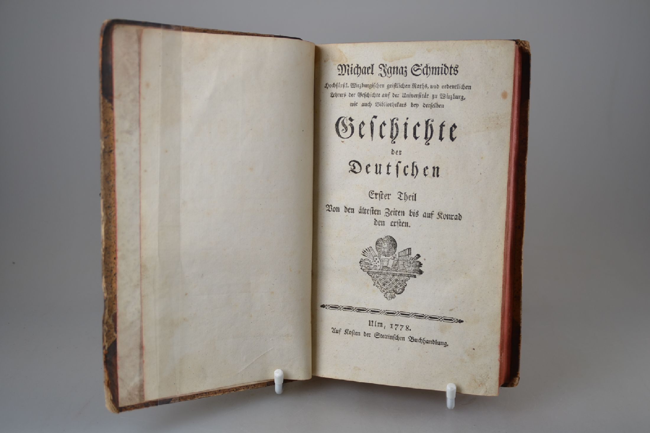 Michael Ignaz Schmidt (1736-1794): Geschichte der Deutschen, Ulm, Stettinische Buchhandlung 1778, 642 S., in drei Teilen, gebräunt u. fleckig, ...
