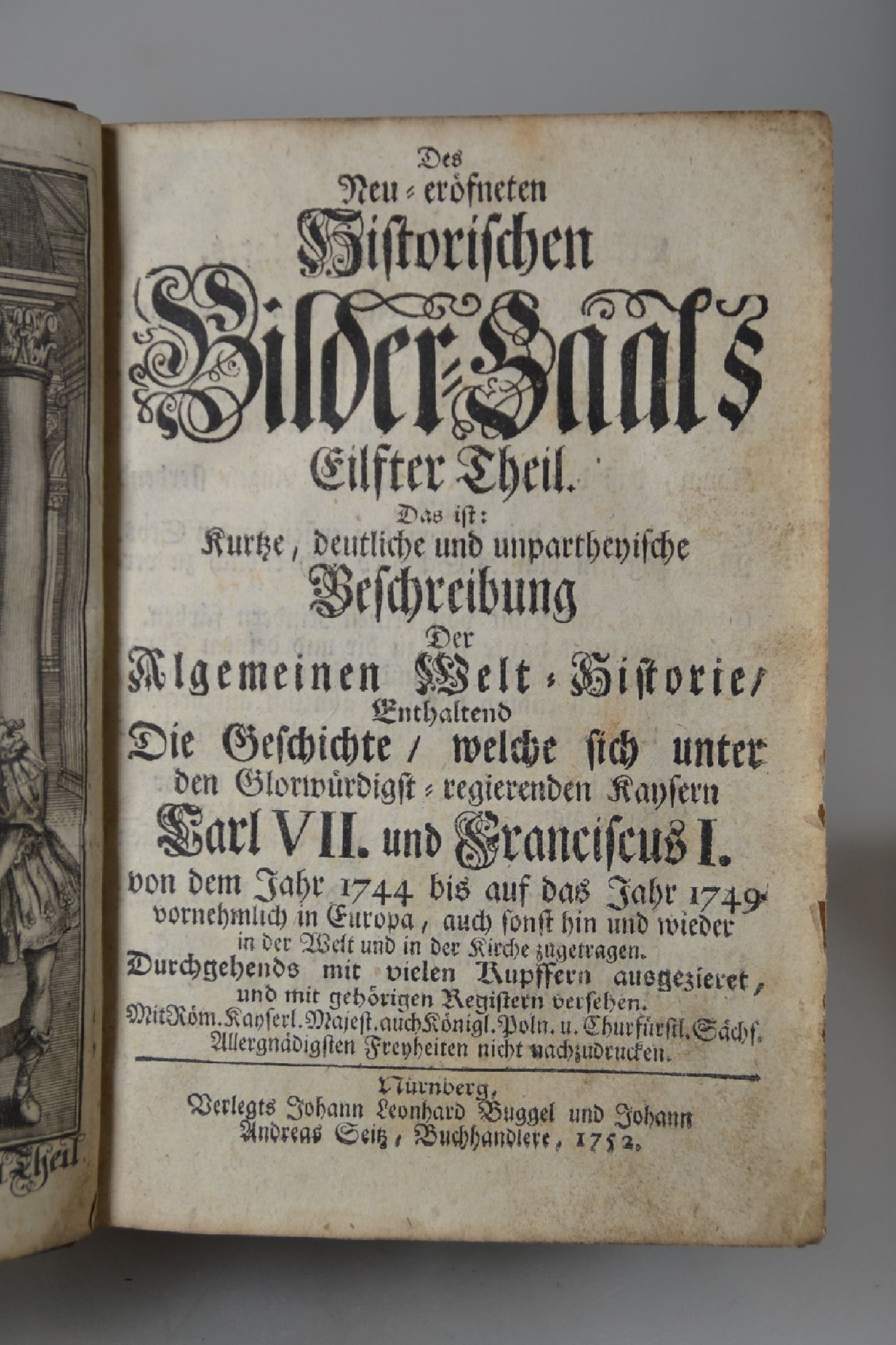 Detail a: Nach Andreas Lazarus von Imhof (1656-1704): Des Neu-eröfneten Historischen Bilders-Saals Eilfter Theil (1744-49), Nürnberg, Buggel u. Seitz 1752, ...