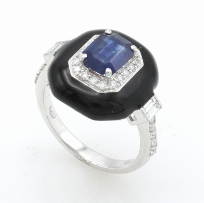 Image 26588145 - Ring mit Saphir, Brillanten, Diamanten und Onyx