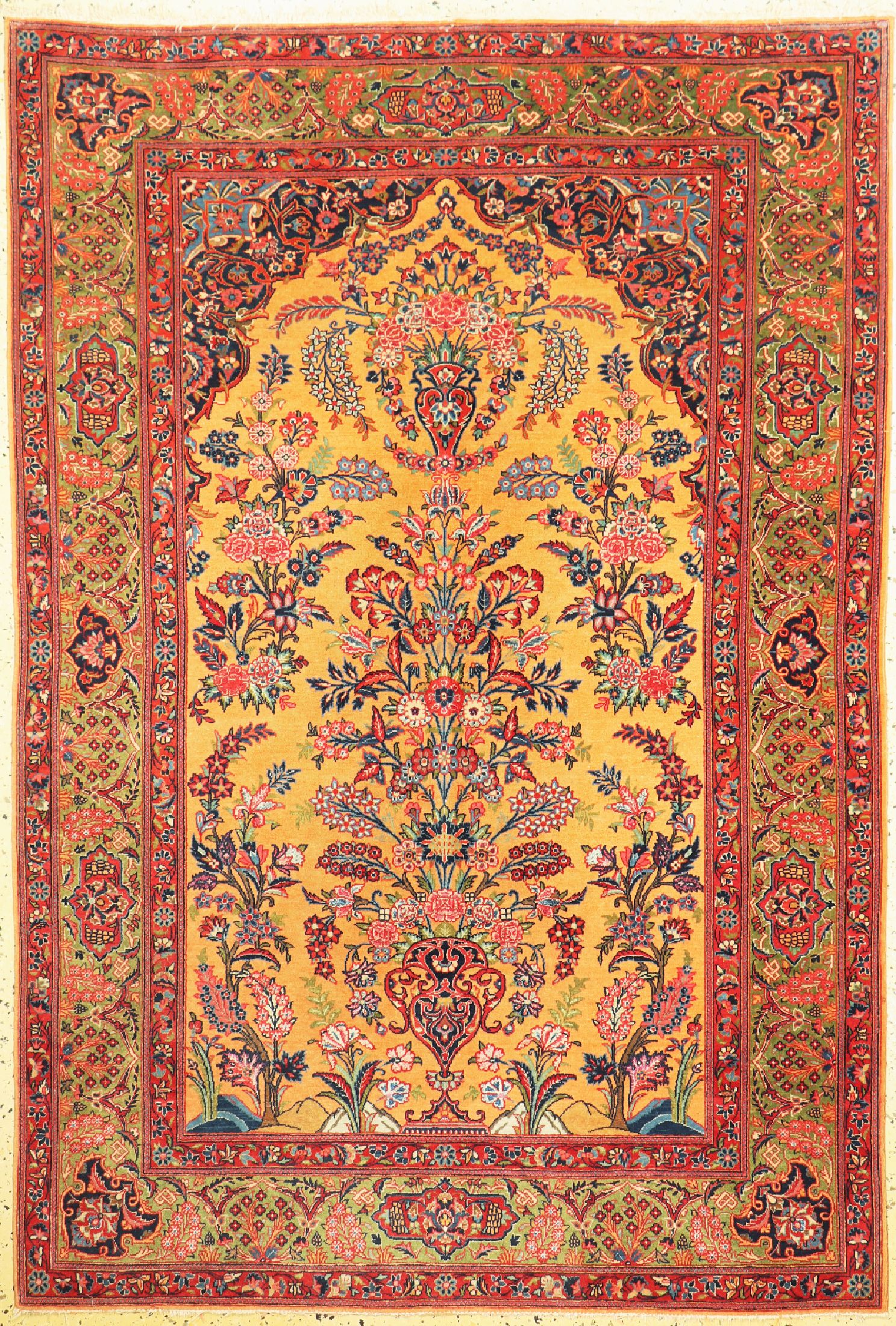 Keschan Kork alt, Persien, um 1920/1930, Korkwolle mit Seide, ca. 204 x 139 cm, EHZ: 1-2