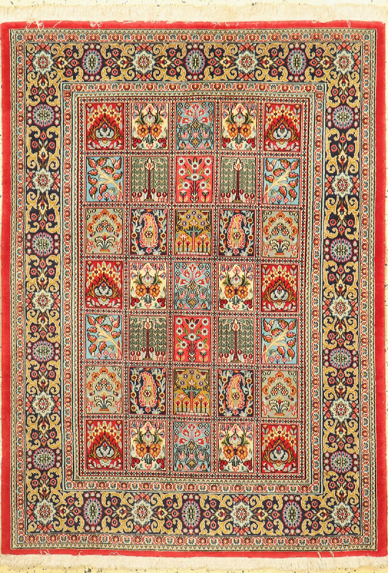 Ghom Kork, Persien, ca. 40 Jahre, Korkwolleauf Baumwolle, ca. 145 x 105 cm, EHZ: 1-2