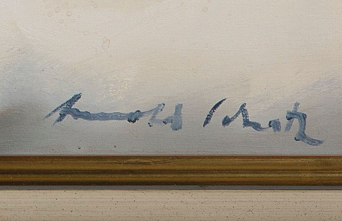 Detail a: Arnold Schatz, 1929 Stepenitz/Pommern-1999 Bielefeld, Eisbären, Öl/Lwd, rechts unten sign., ca. 90x100cm, R. ca. 103x113cm, mit Gemäldebrief