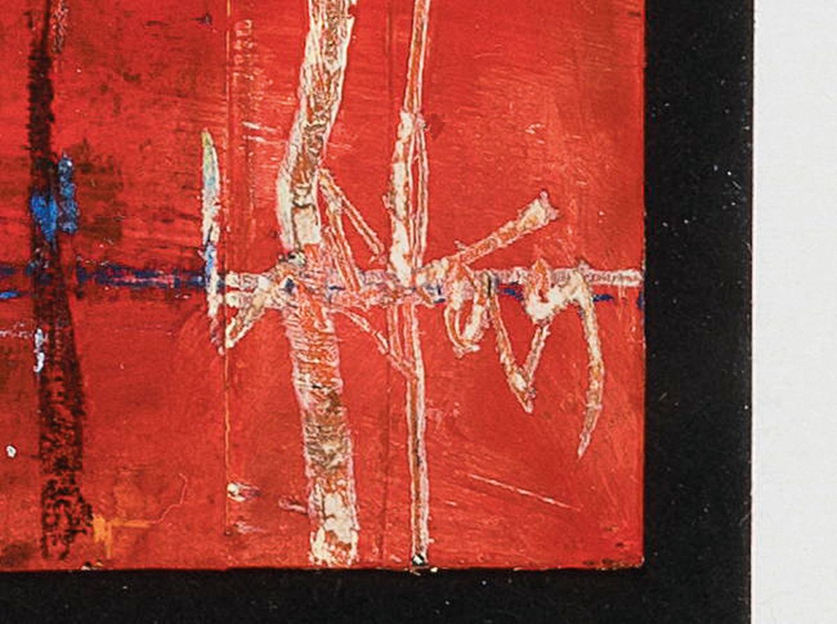 Detail c: Klaus Neuper, 1949 Nürnberg-2007, 2 Werke, Mischtechnik auf Lwd, abstrakte Kompositionen,je signiert und datiert 1999 und 1991, je 15x10,5 cm, unter ...