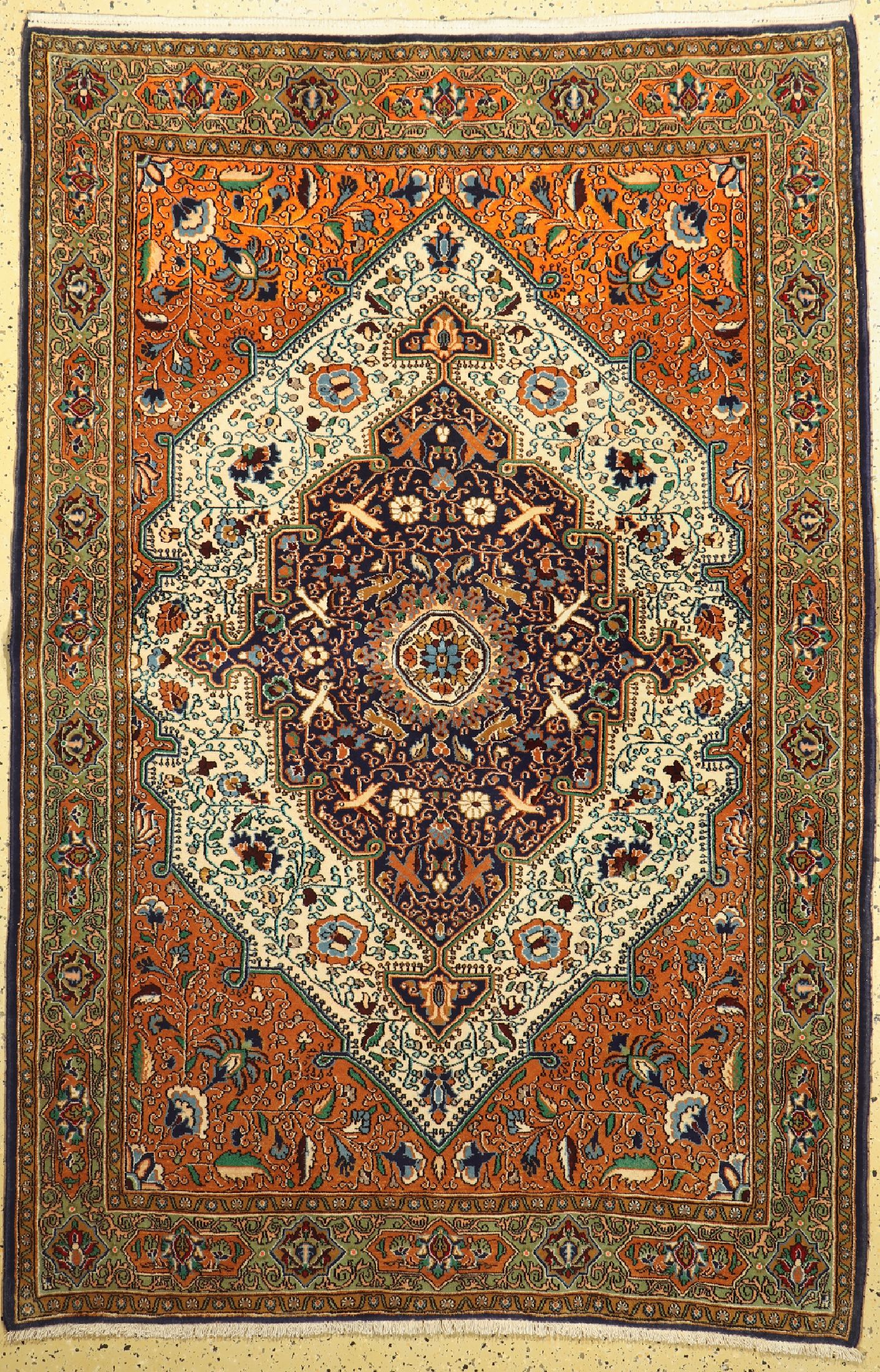 Ghom alt, Persien, um 1960, Wolle mit Seide, ca. 216 x 147 cm, EHZ: 1-2