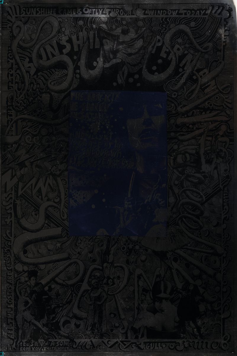 Martin Sharp, 1942-2013 Sydney, "Sunshine Superman", 1967, Offsetlithographie auf Silberfoliertem Papier, im Druck signiert, Ecken l. best. ...